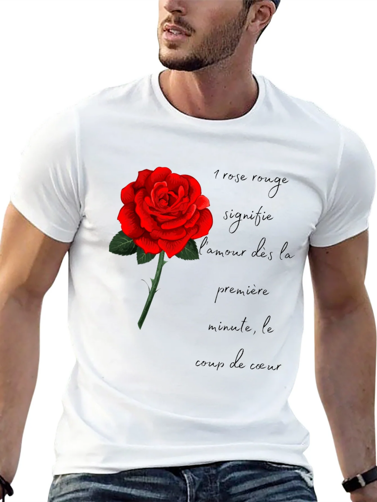 Red Rose Love Graphic Black T-Shirt product image 8