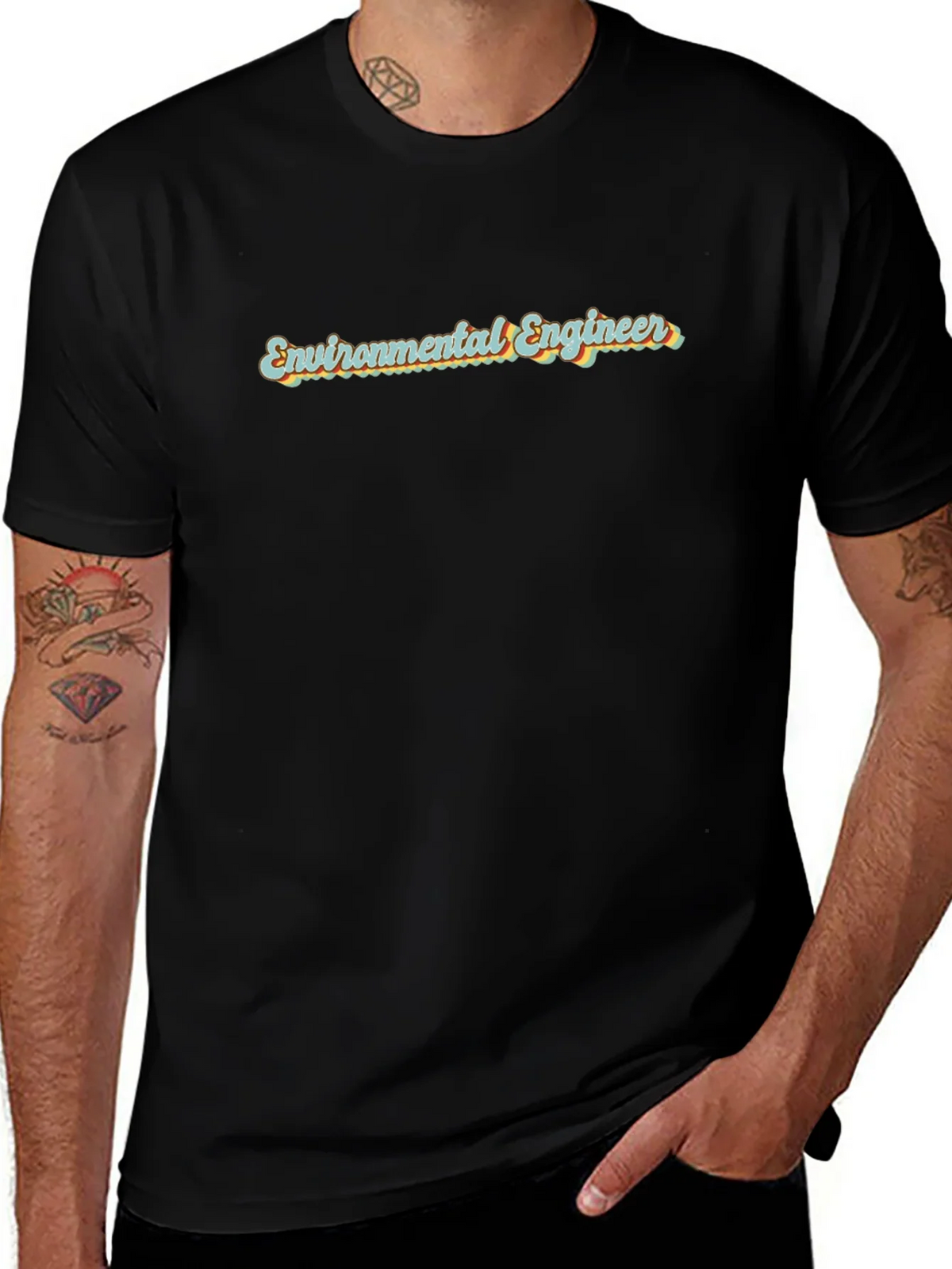 Environmental Engineer Retro Style Black T-Shirt product image 1