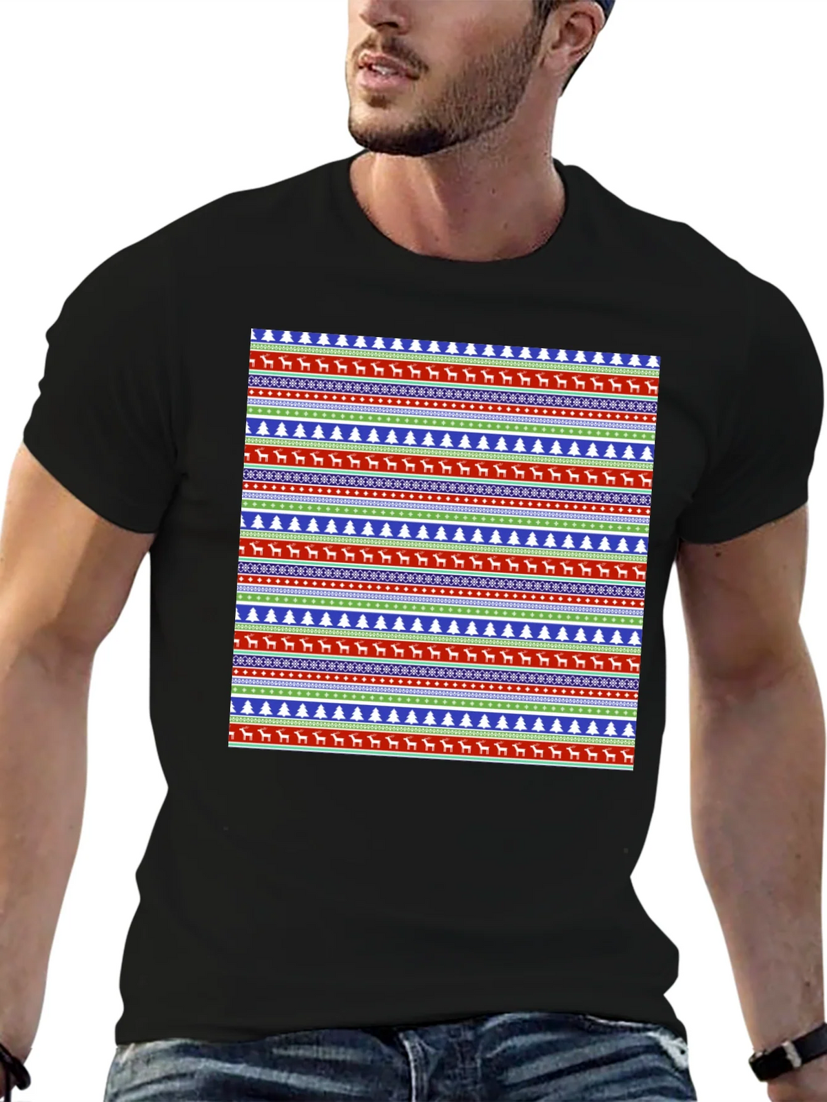 Ugly Christmas Sweater Pattern Graphic Tee product image 6