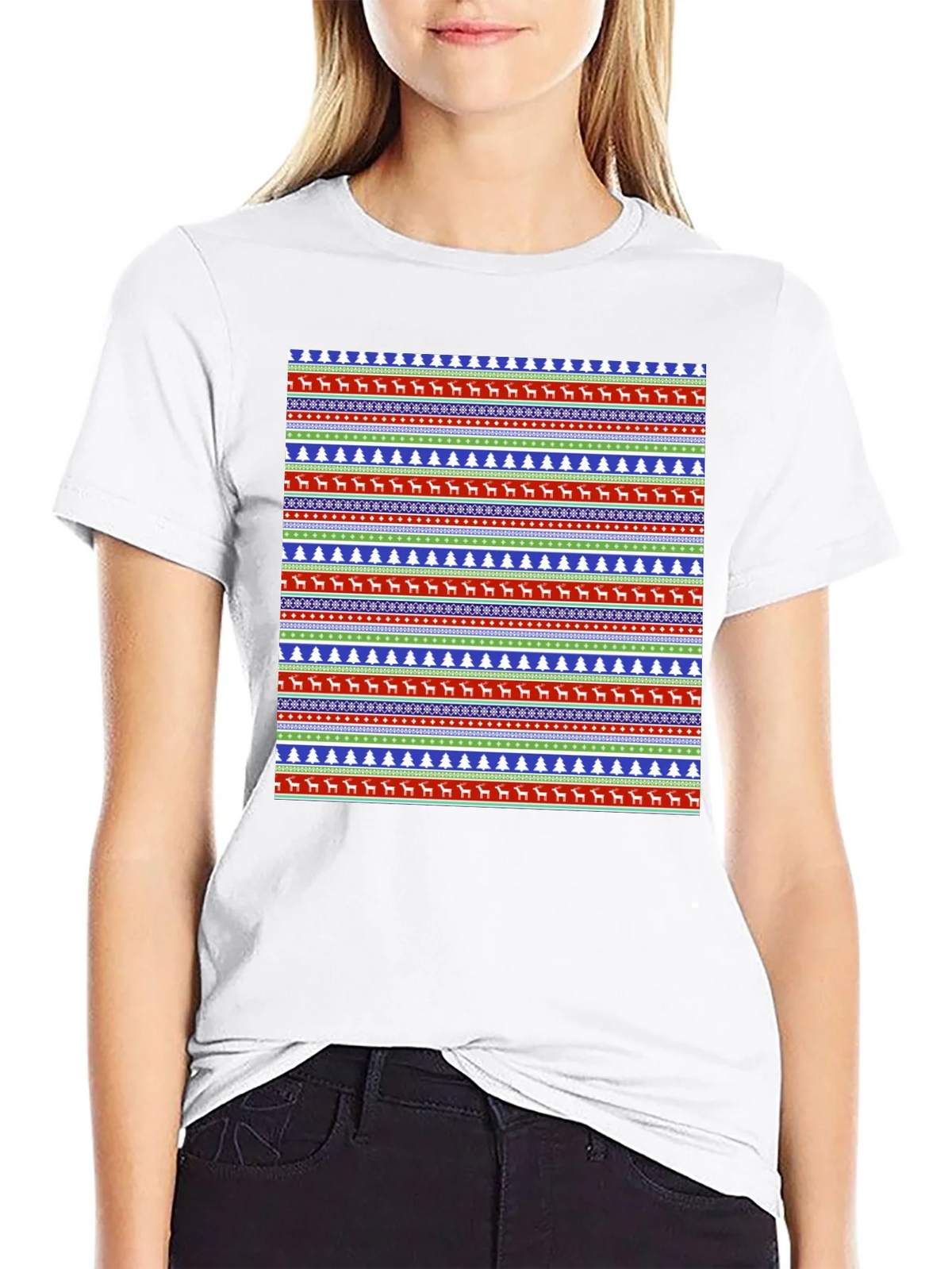 Ugly Christmas Sweater Pattern Graphic Tee product image 8