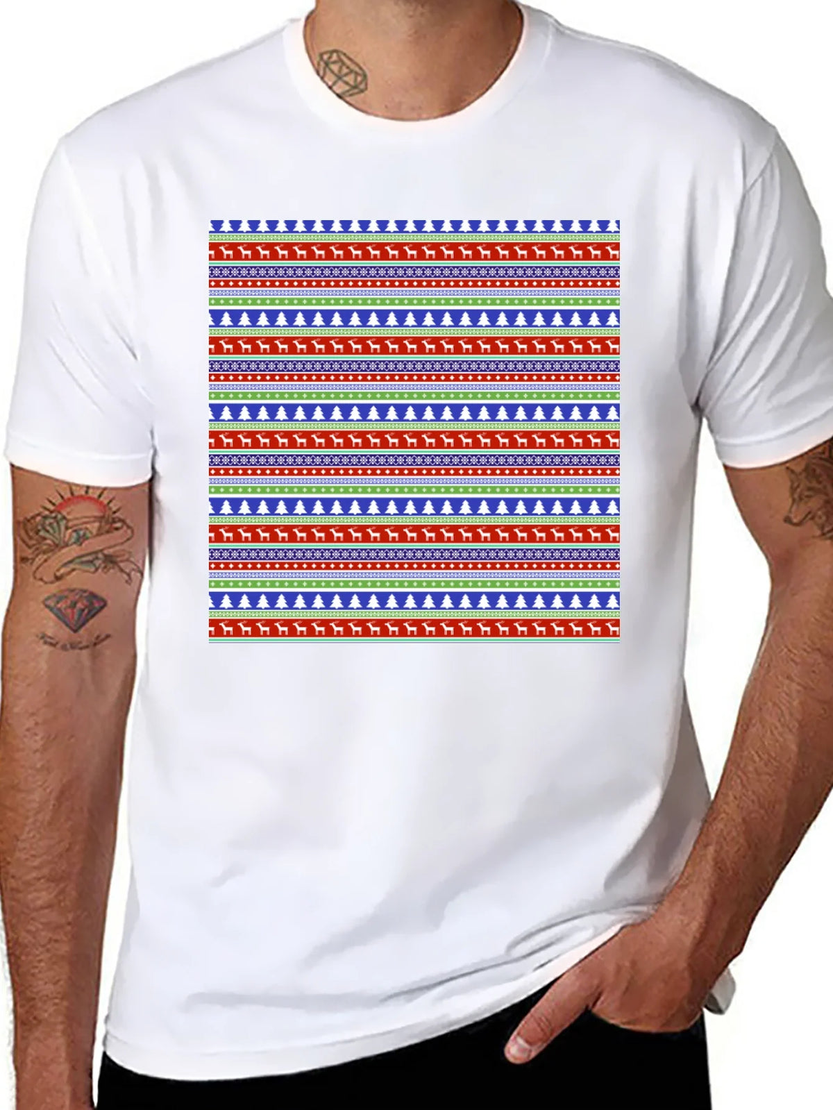 Ugly Christmas Sweater Pattern Graphic Tee product image 7