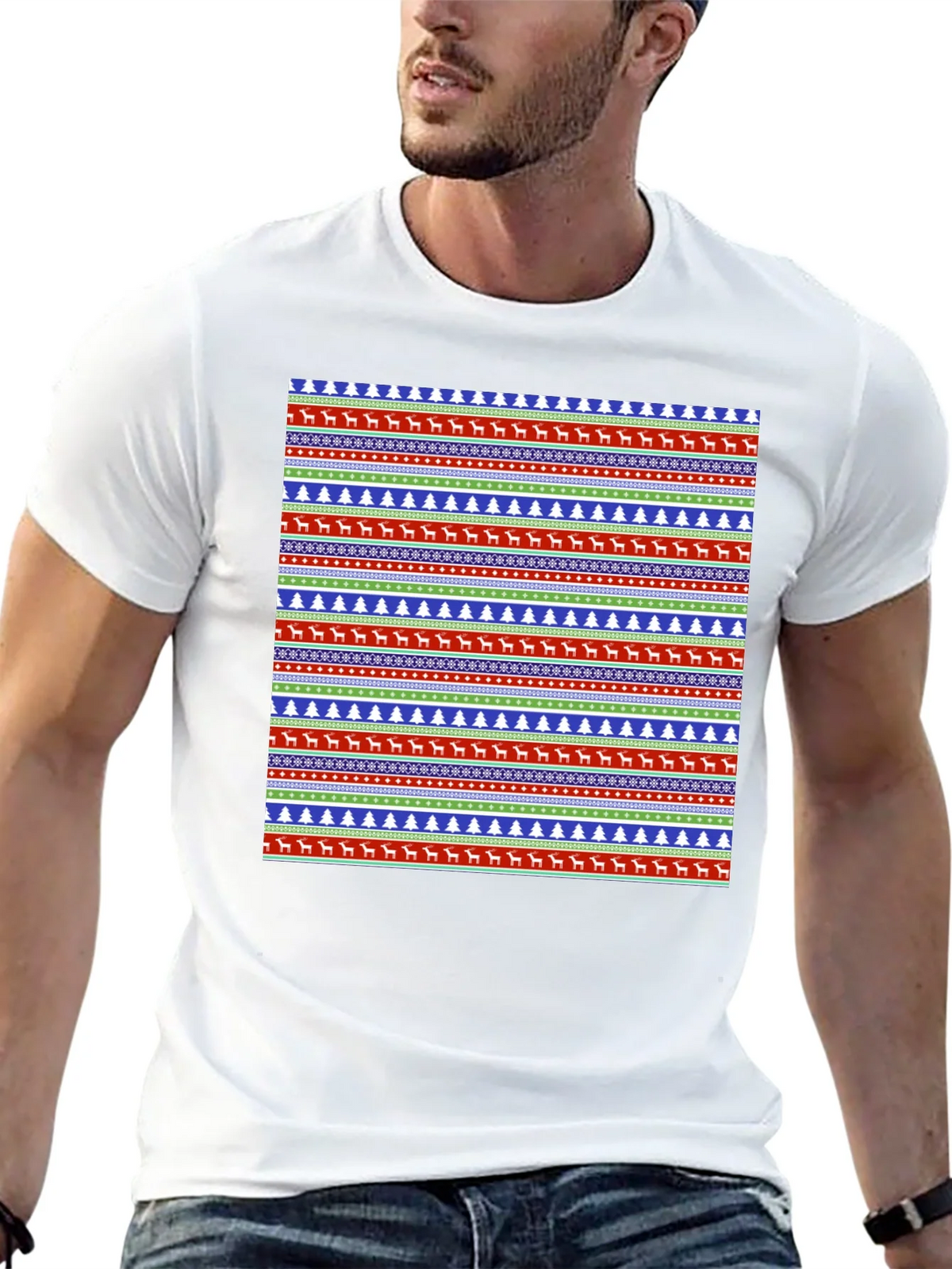 Ugly Christmas Sweater Pattern Graphic Tee product image 12