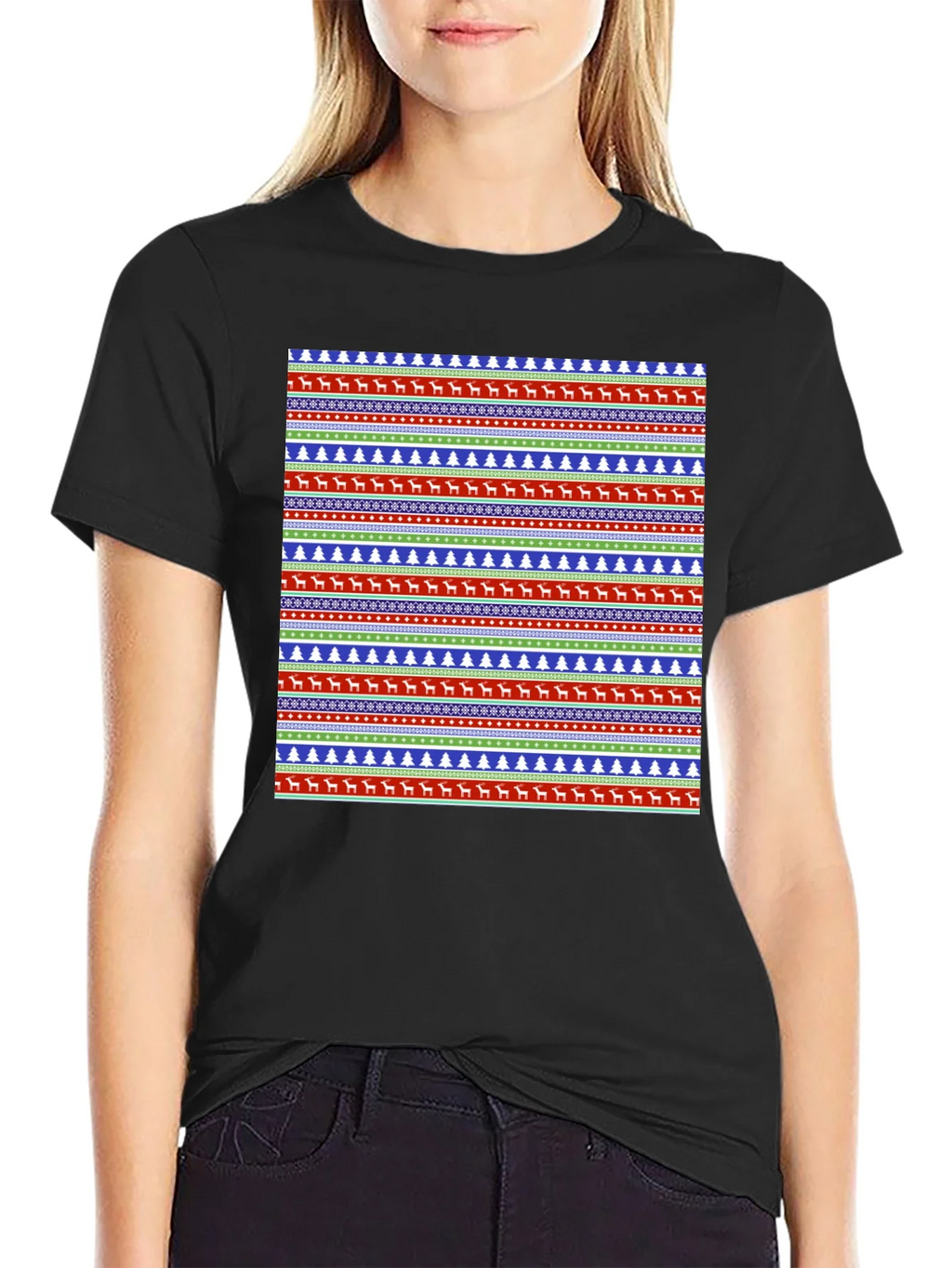 Ugly Christmas Sweater Pattern Graphic Tee product image 2