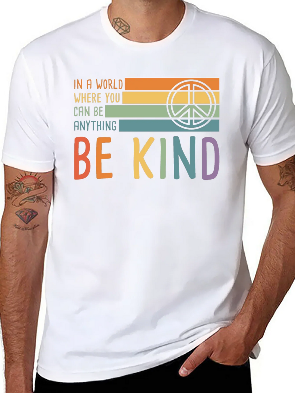Be Kind T-Shirt with Retro Peace Symbol product image 7