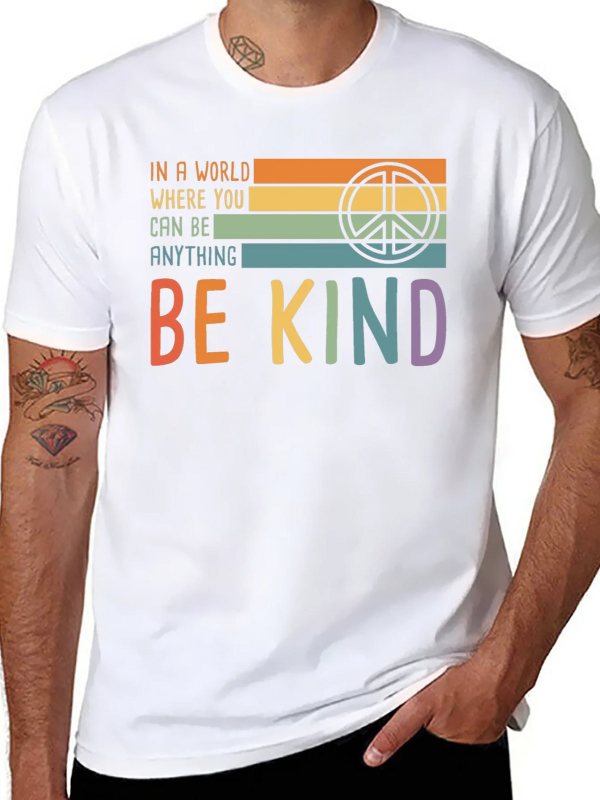 Be Kind T-Shirt with Retro Peace Symbol product image 7