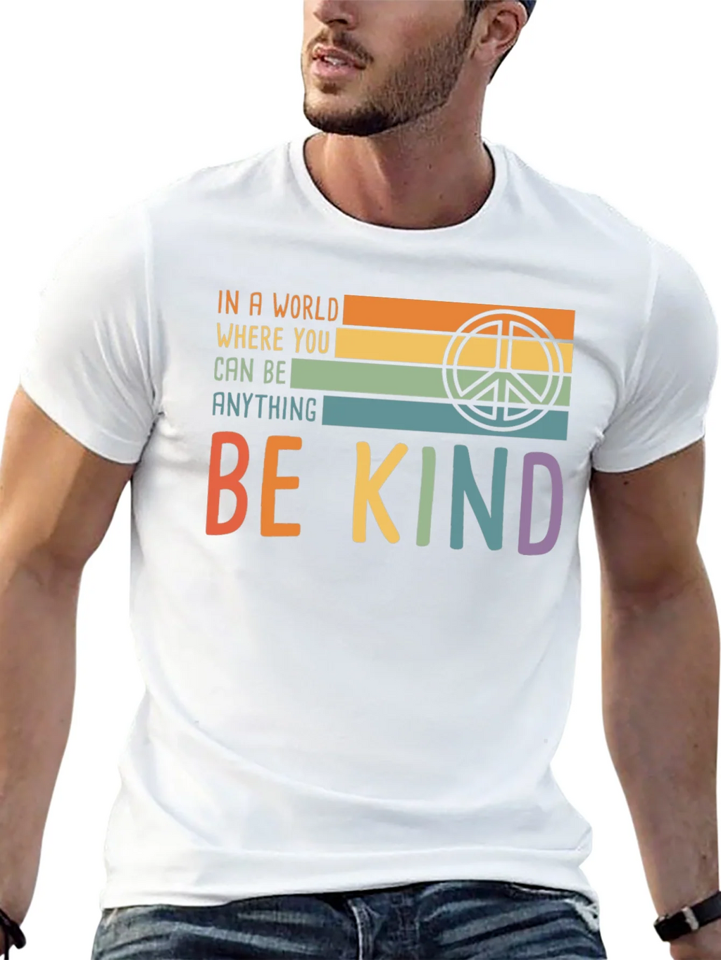 Be Kind T-Shirt with Retro Peace Symbol product image 12