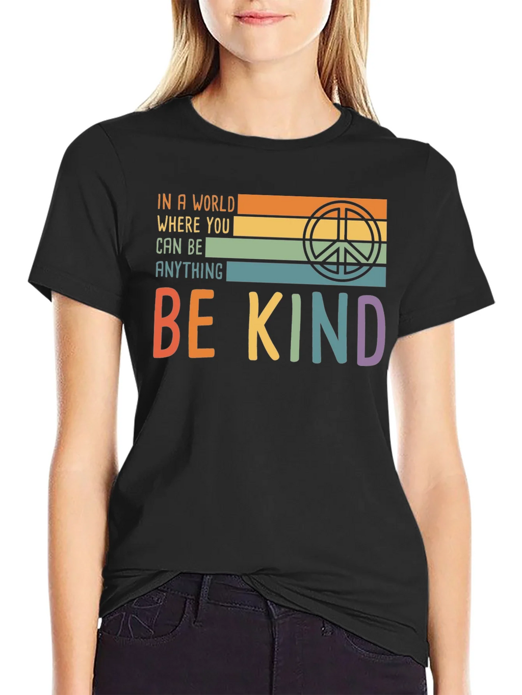 Be Kind T-Shirt with Retro Peace Symbol product image 2