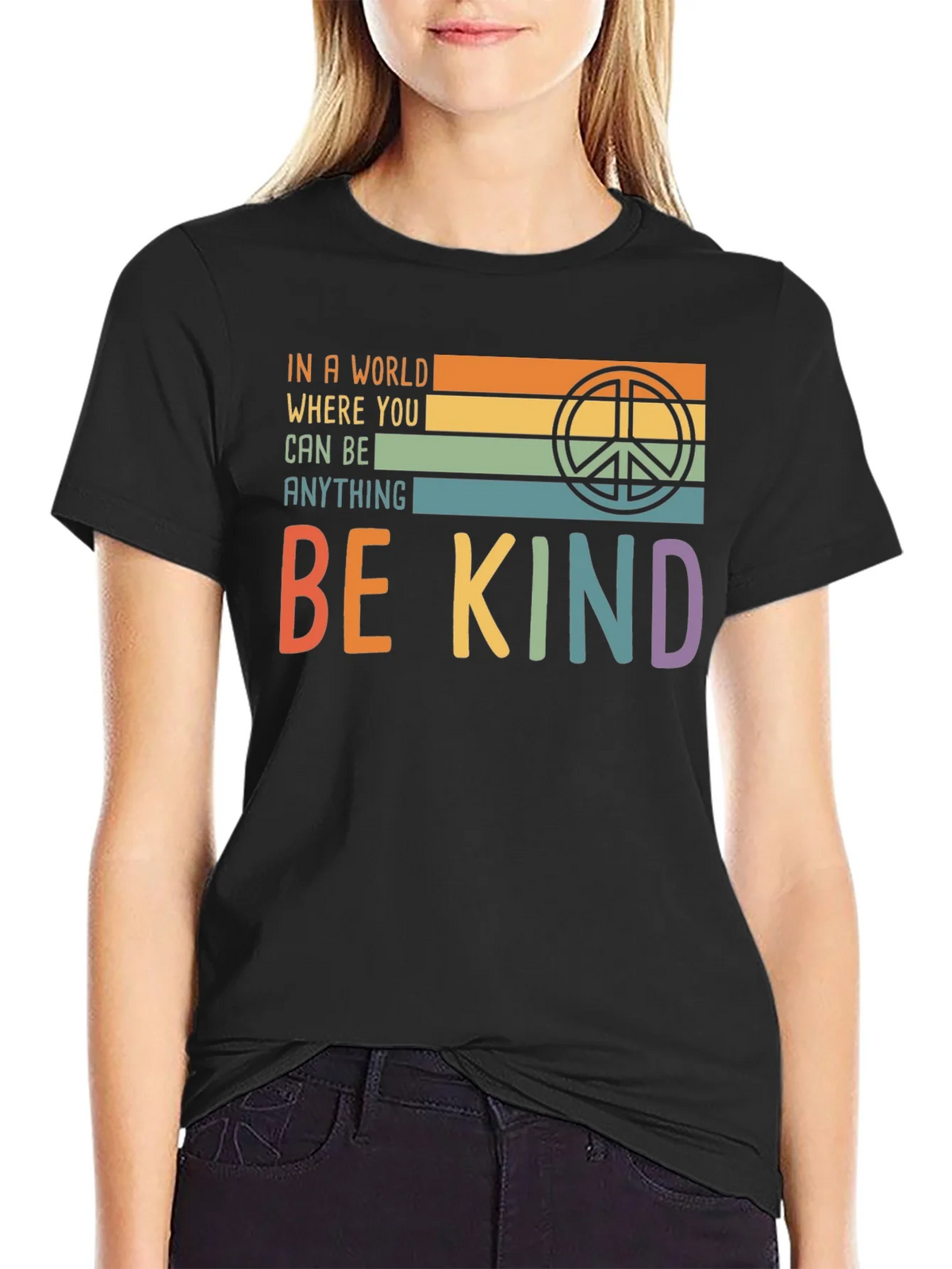 Be Kind T-Shirt with Retro Peace Symbol product image 2