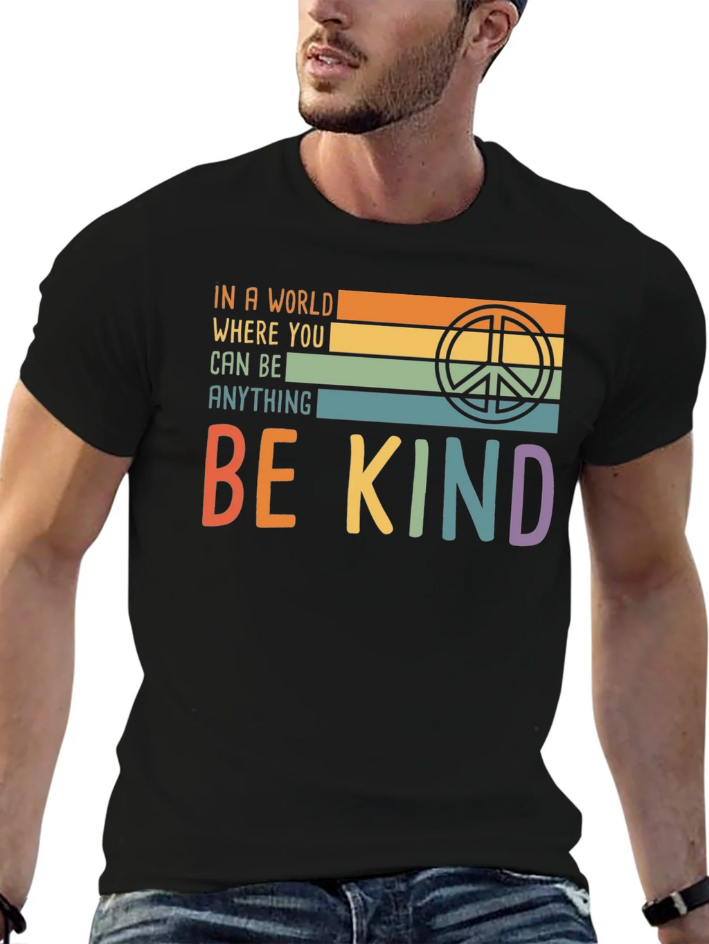Be Kind T-Shirt with Retro Peace Symbol product image 6