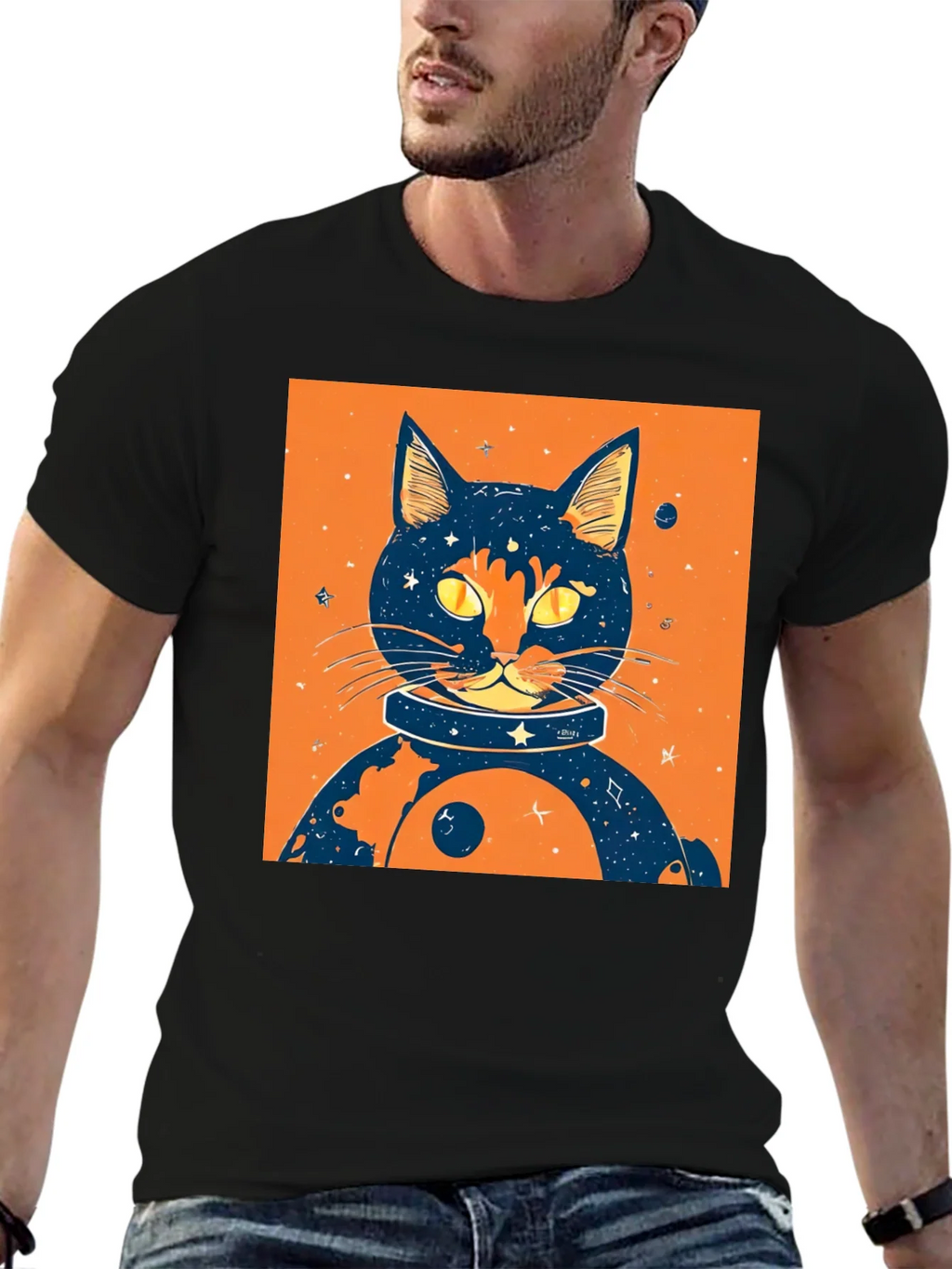 Cosmic Cat T-Shirt - Space Feline Design product image 4
