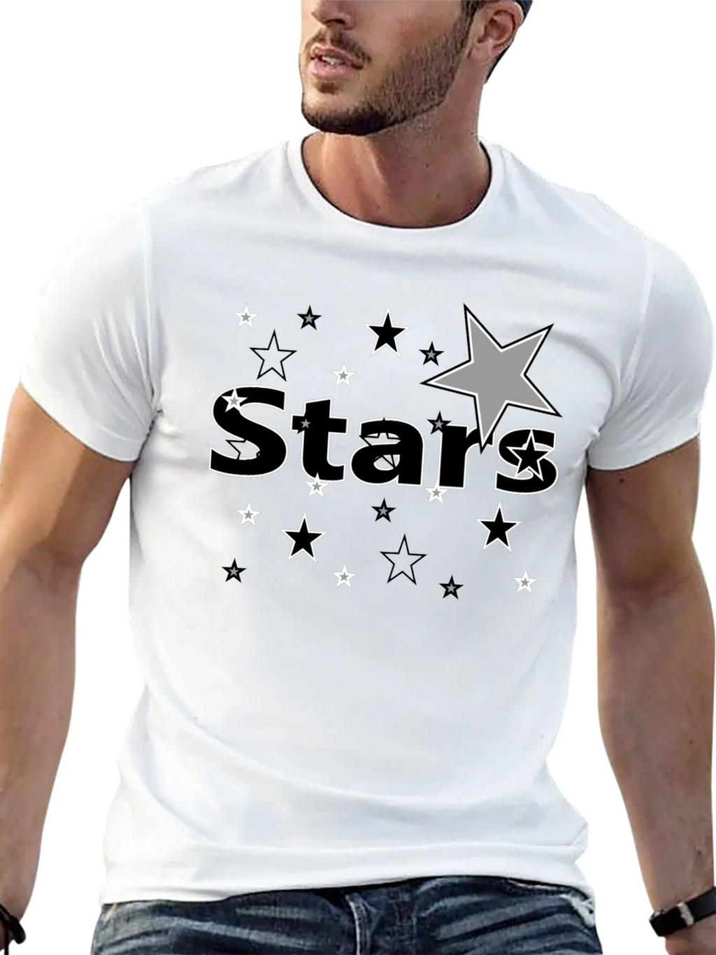 Stars Graphic Print Black T-Shirt for Men product image 12