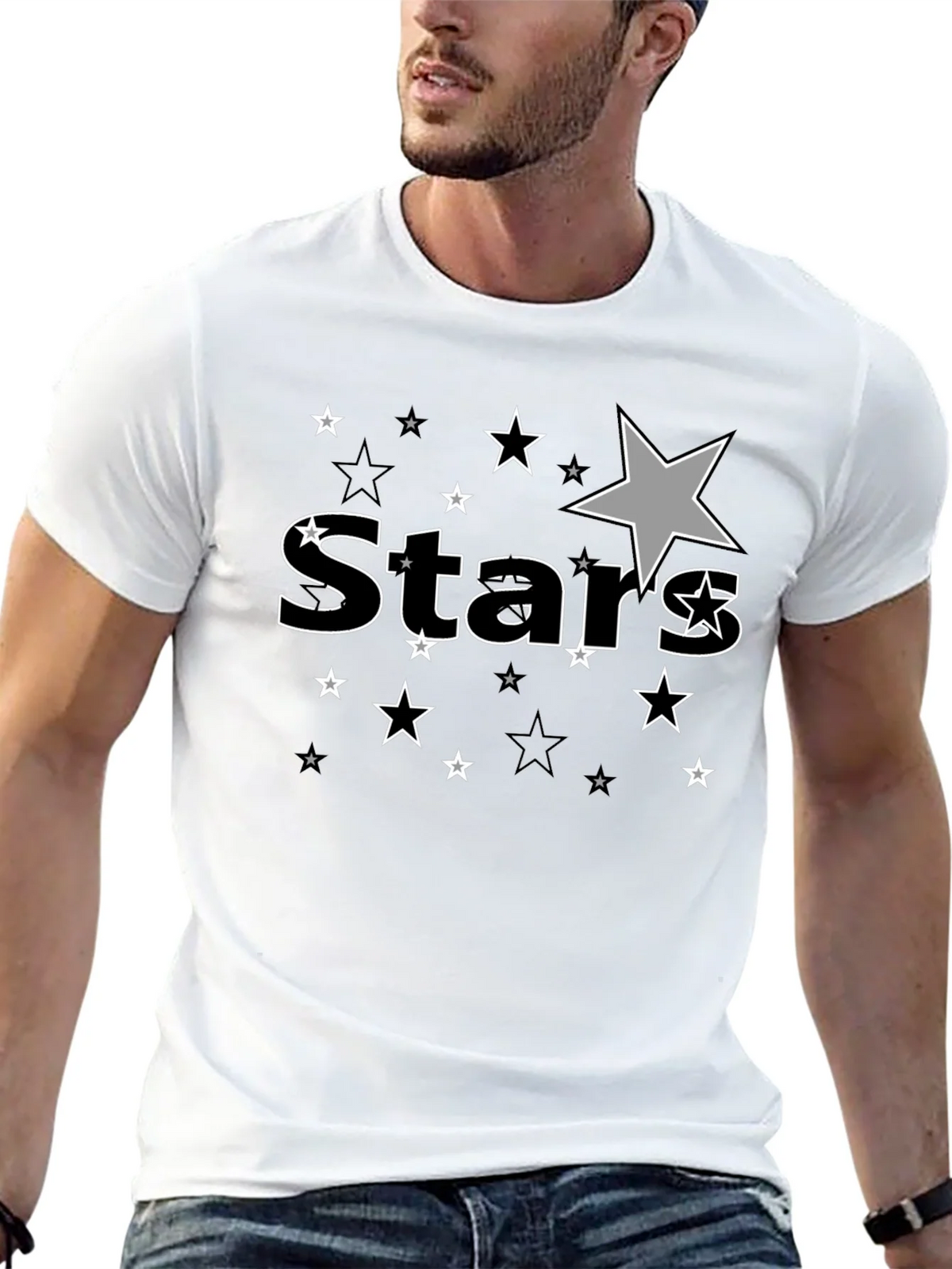 Stars Graphic Print Black T-Shirt for Men product image 12