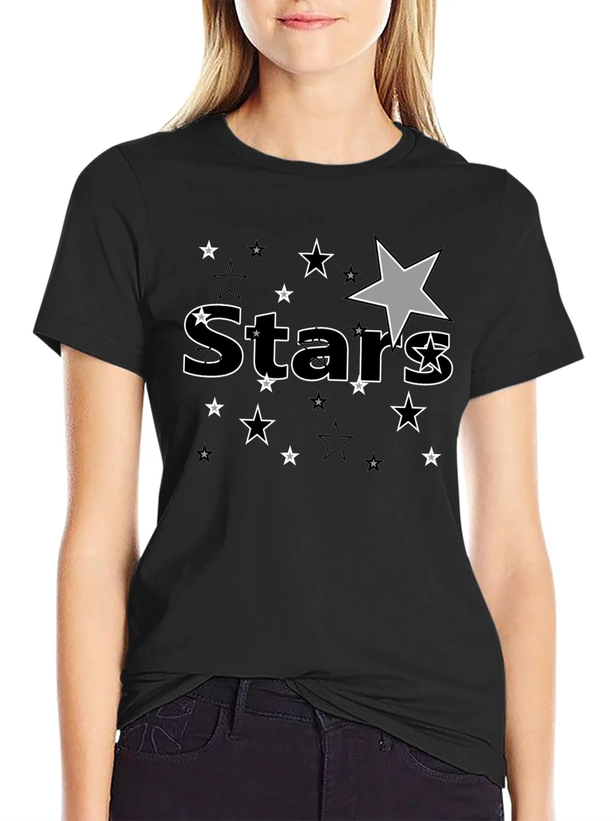 Stars Graphic Print Black T-Shirt for Men product image 2