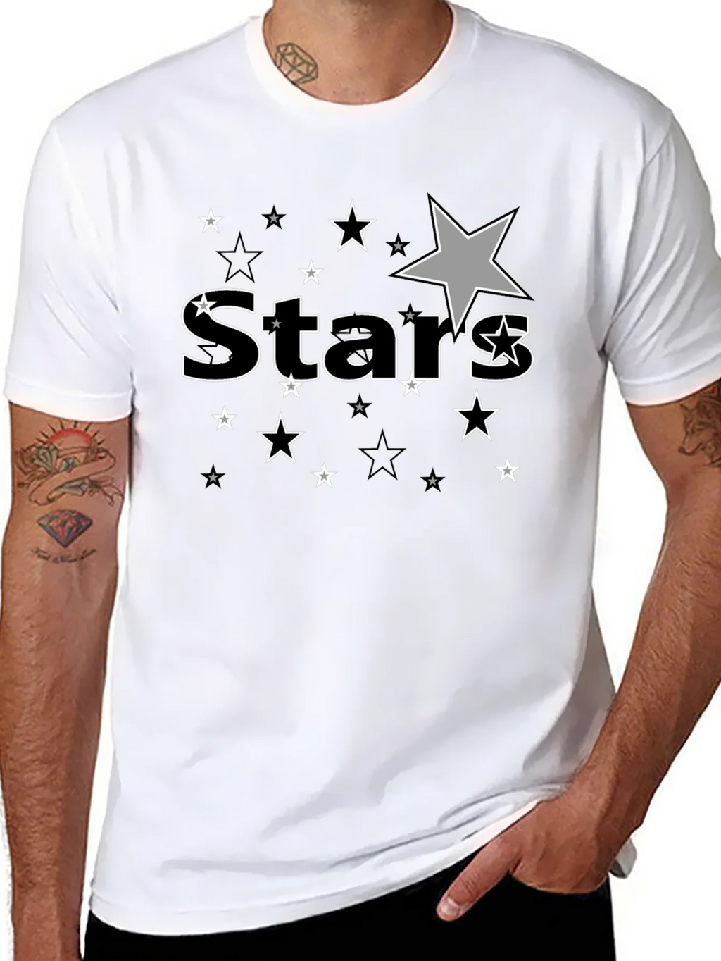 Stars Graphic Print Black T-Shirt for Men product image 7