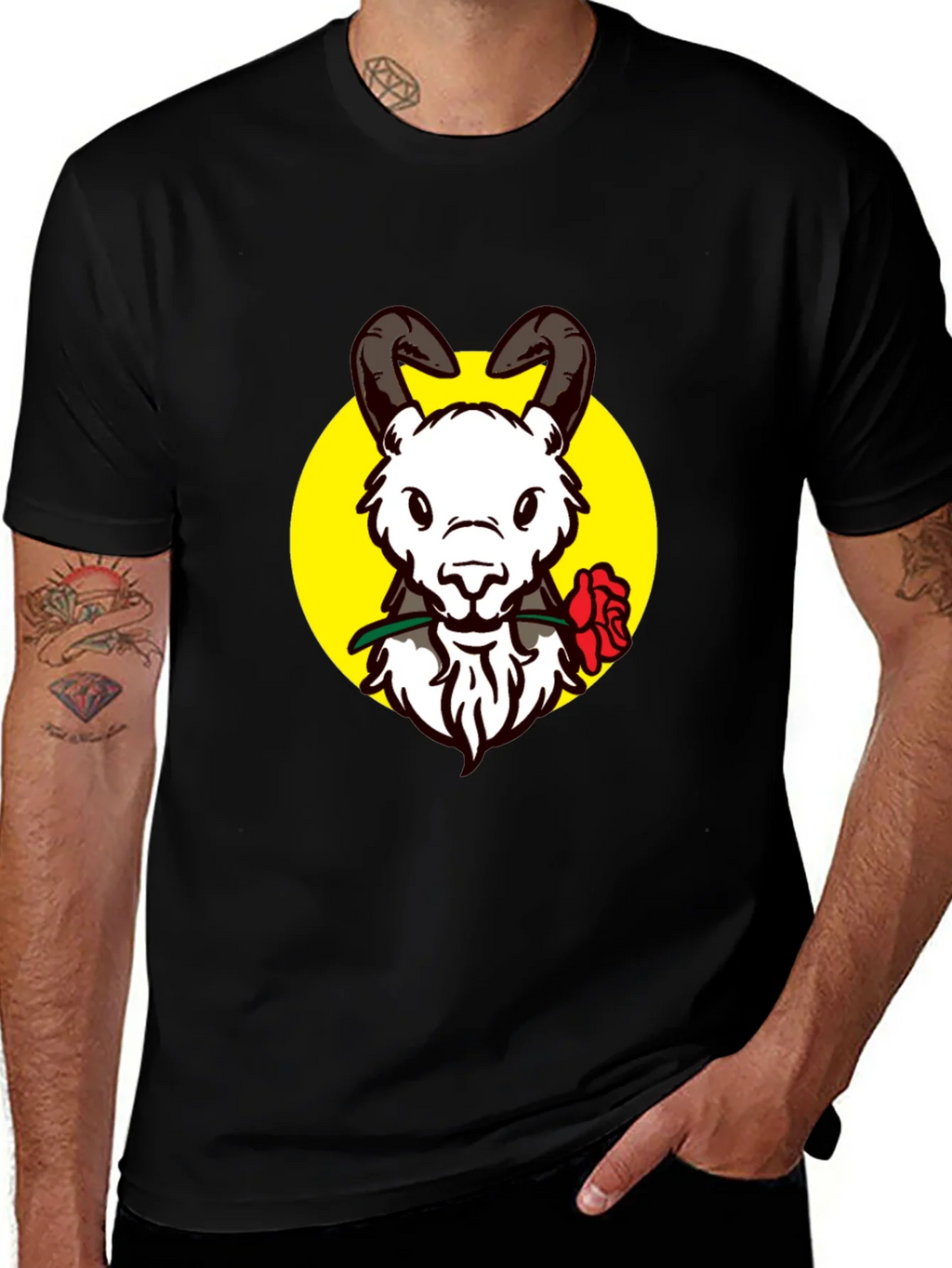 Ram Rose Graphic Tee - Stylish Black T-Shirt product image 1
