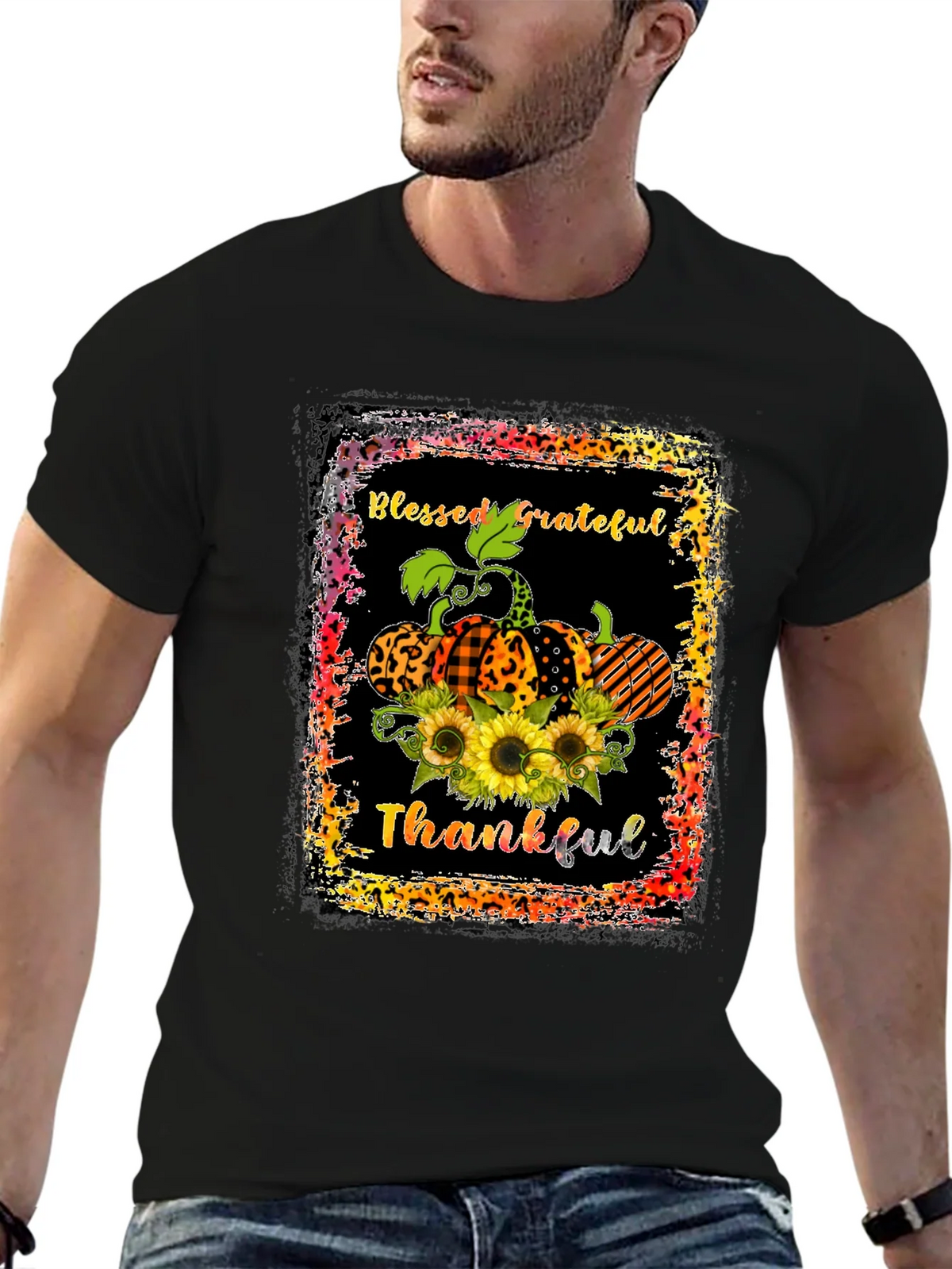 Blessed Grateful Thankful Pumpkin T-Shirt product image 6