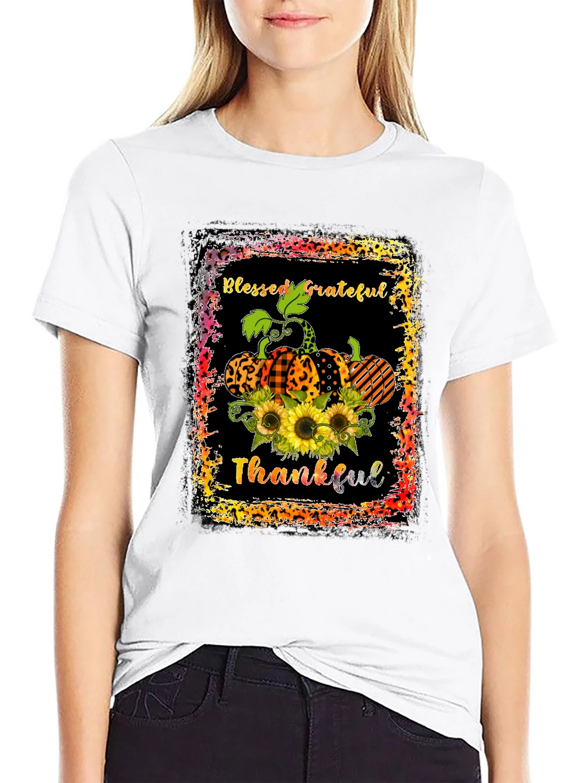 Blessed Grateful Thankful Pumpkin T-Shirt product image 8