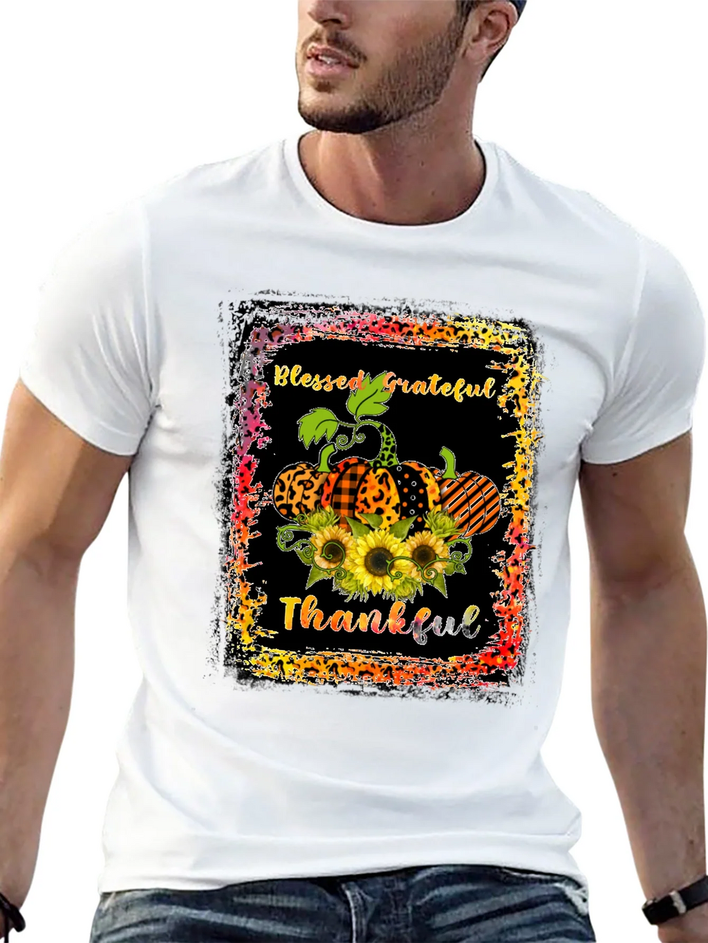 Blessed Grateful Thankful Pumpkin T-Shirt product image 11
