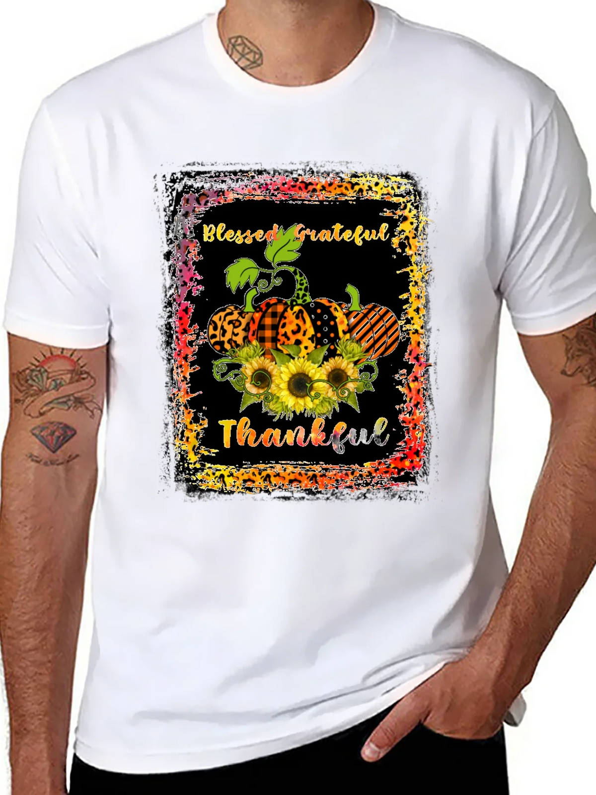 Blessed Grateful Thankful Pumpkin T-Shirt product image 7