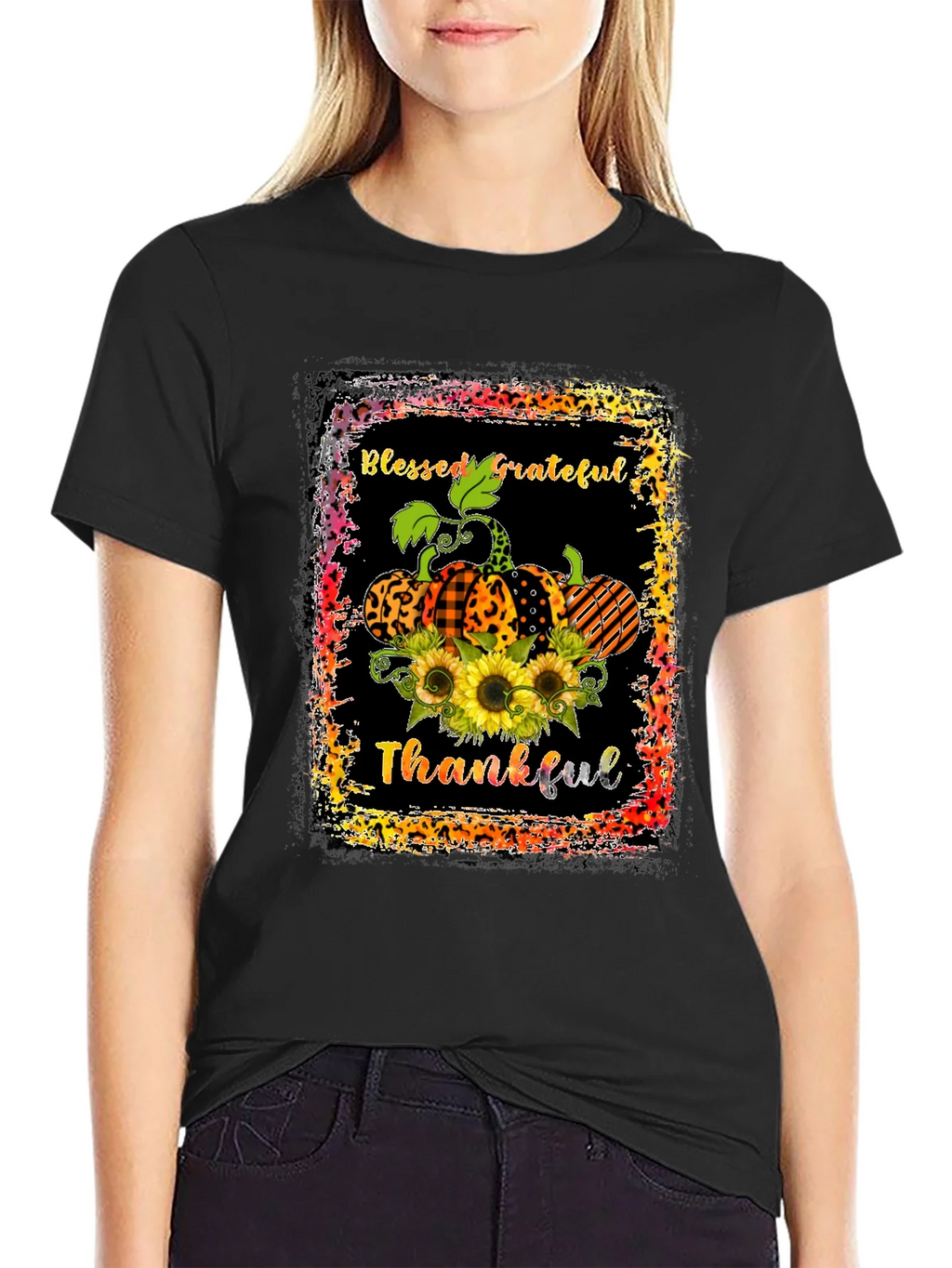 Blessed Grateful Thankful Pumpkin T-Shirt product image 2