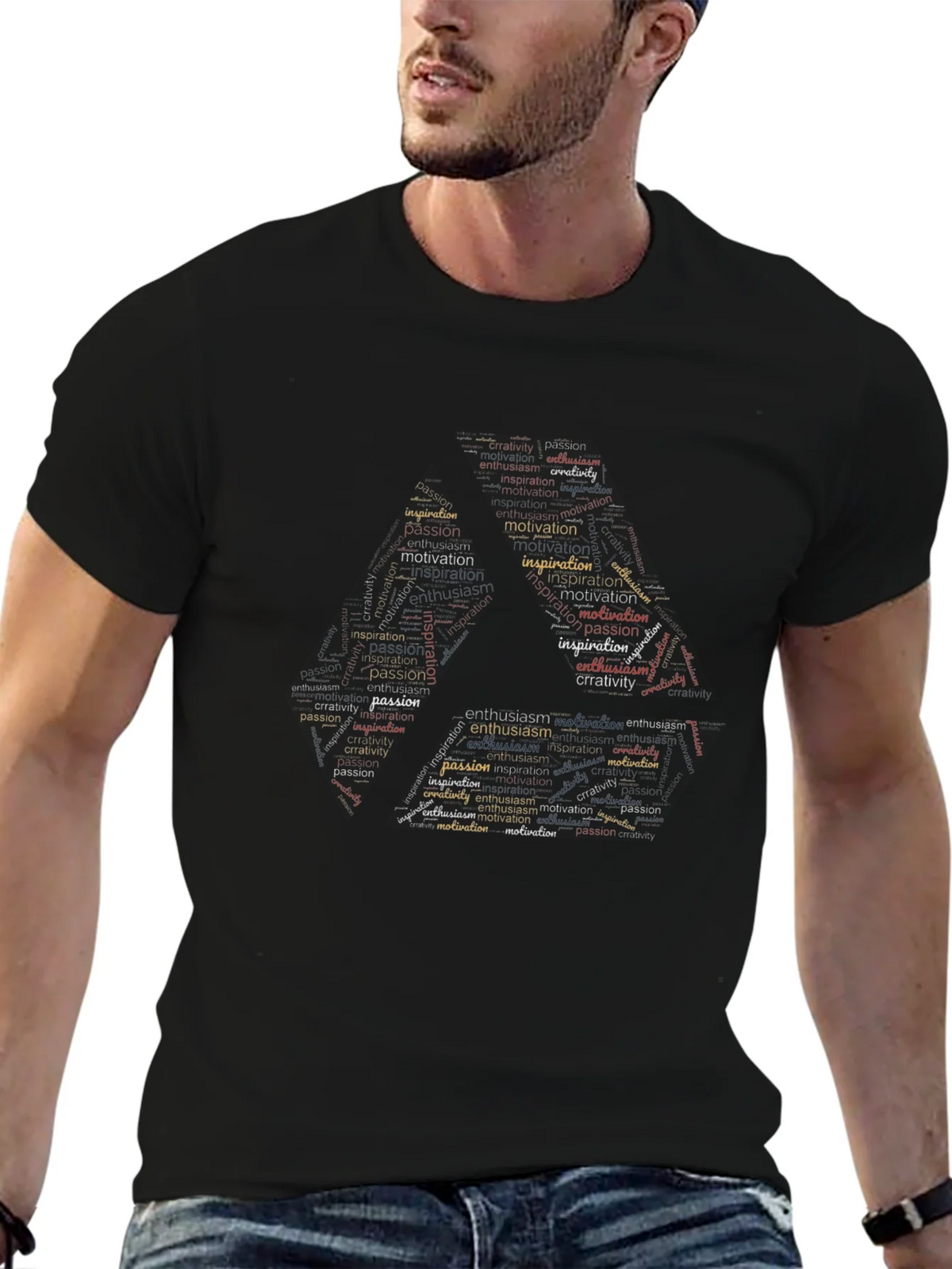 Inspirational Word Art Mens Black T-Shirt product image 6