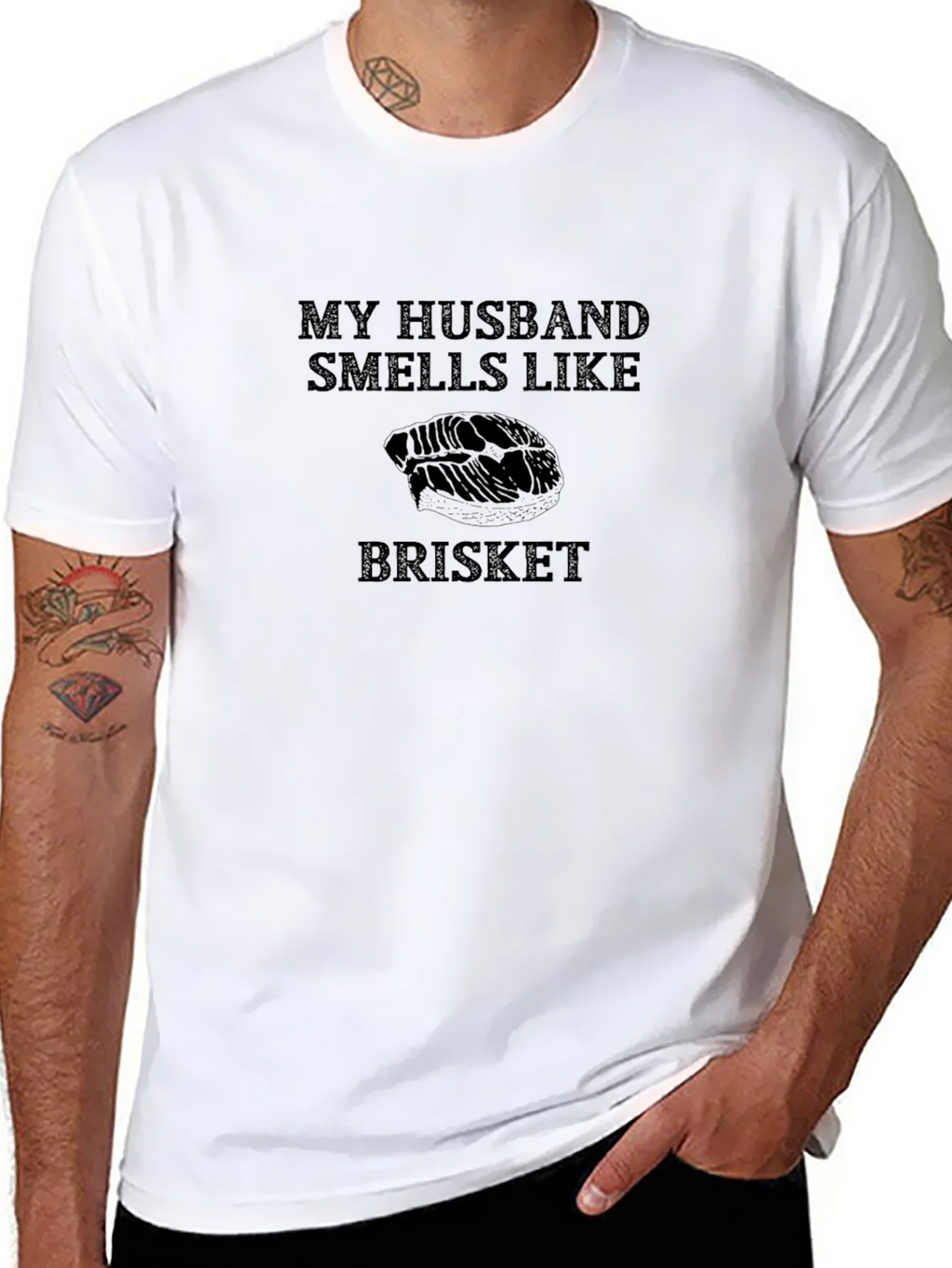 Husband Smells Like Brisket Black T-Shirt product image 7
