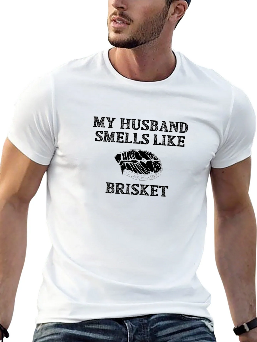Husband Smells Like Brisket Black T-Shirt product image 12