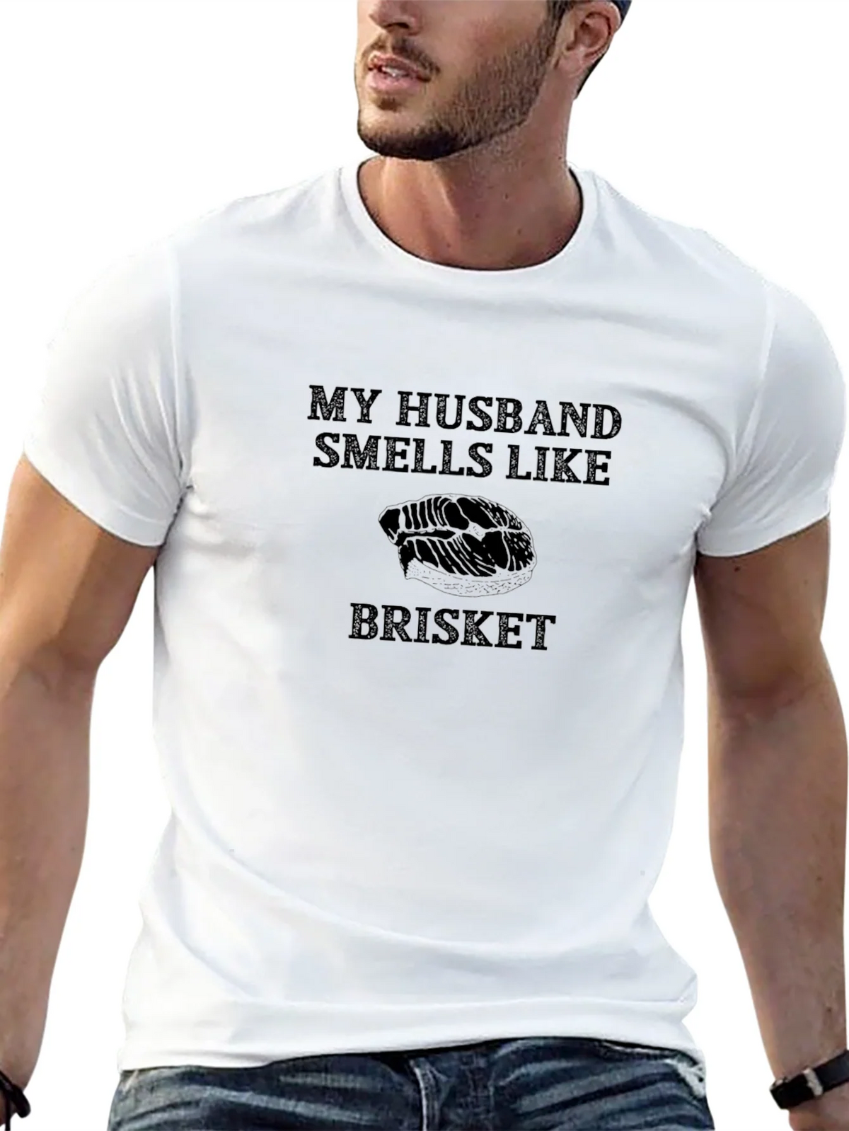 Husband Smells Like Brisket Black T-Shirt product image 12
