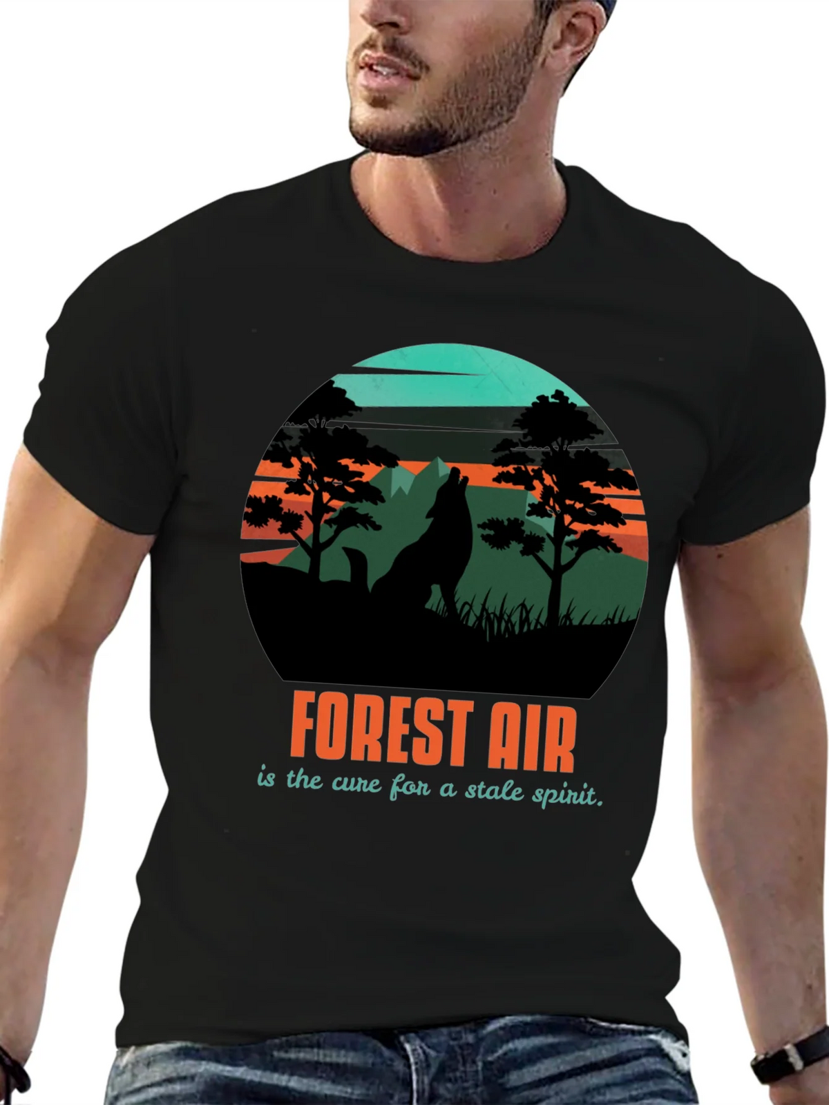 Forest Air Graphic Tee - Nature Wolf Design product image 6