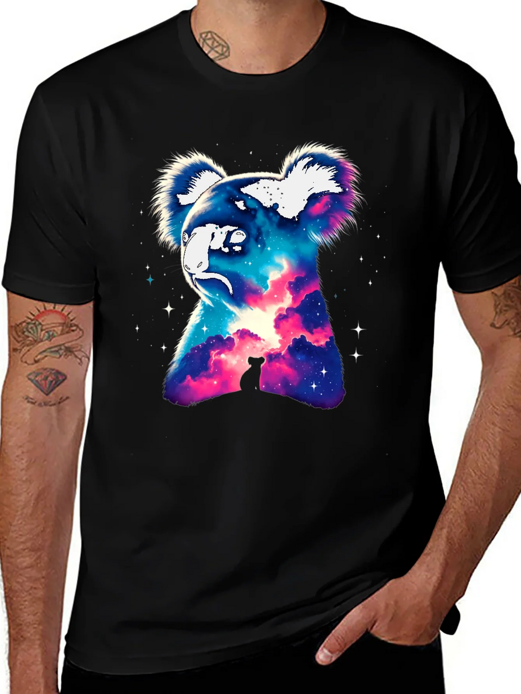Cosmic Koala Graphic Tee - Galaxy Animal Print product image 1