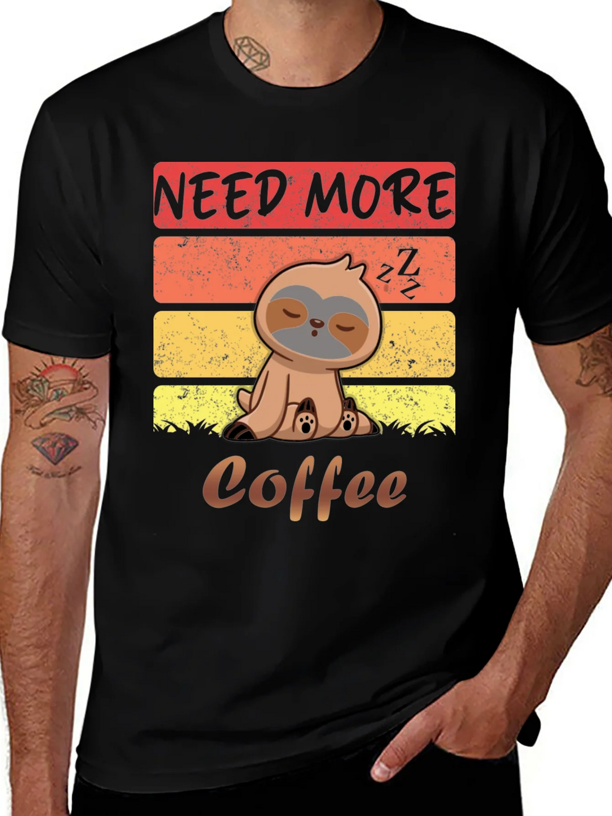 Need More Coffee Sloth Graphic T-Shirt product image 1