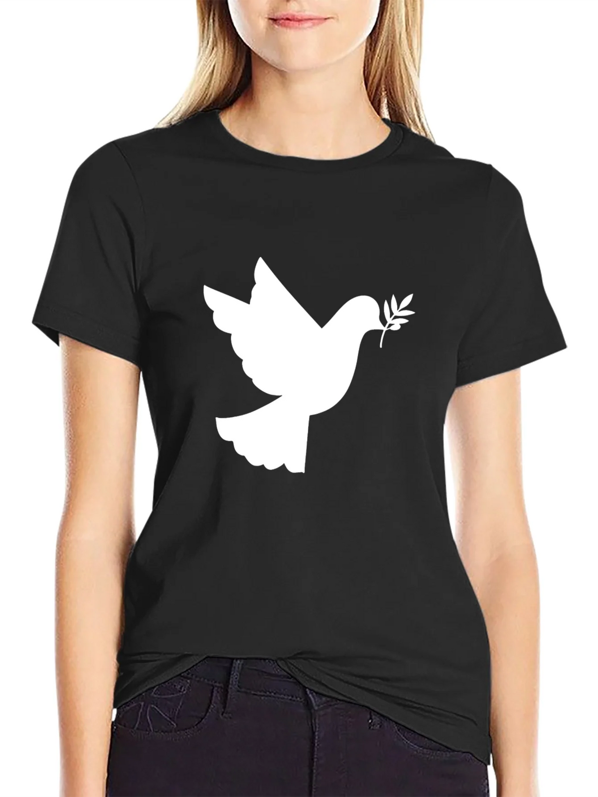 Peace Dove Graphic Tee - Stylish Black Cotton T-Shirt product image 2