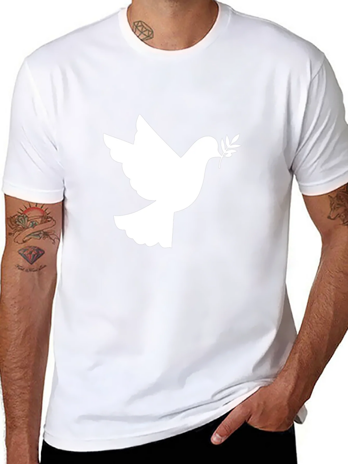 Peace Dove Graphic Tee - Stylish Black Cotton T-Shirt product image 7
