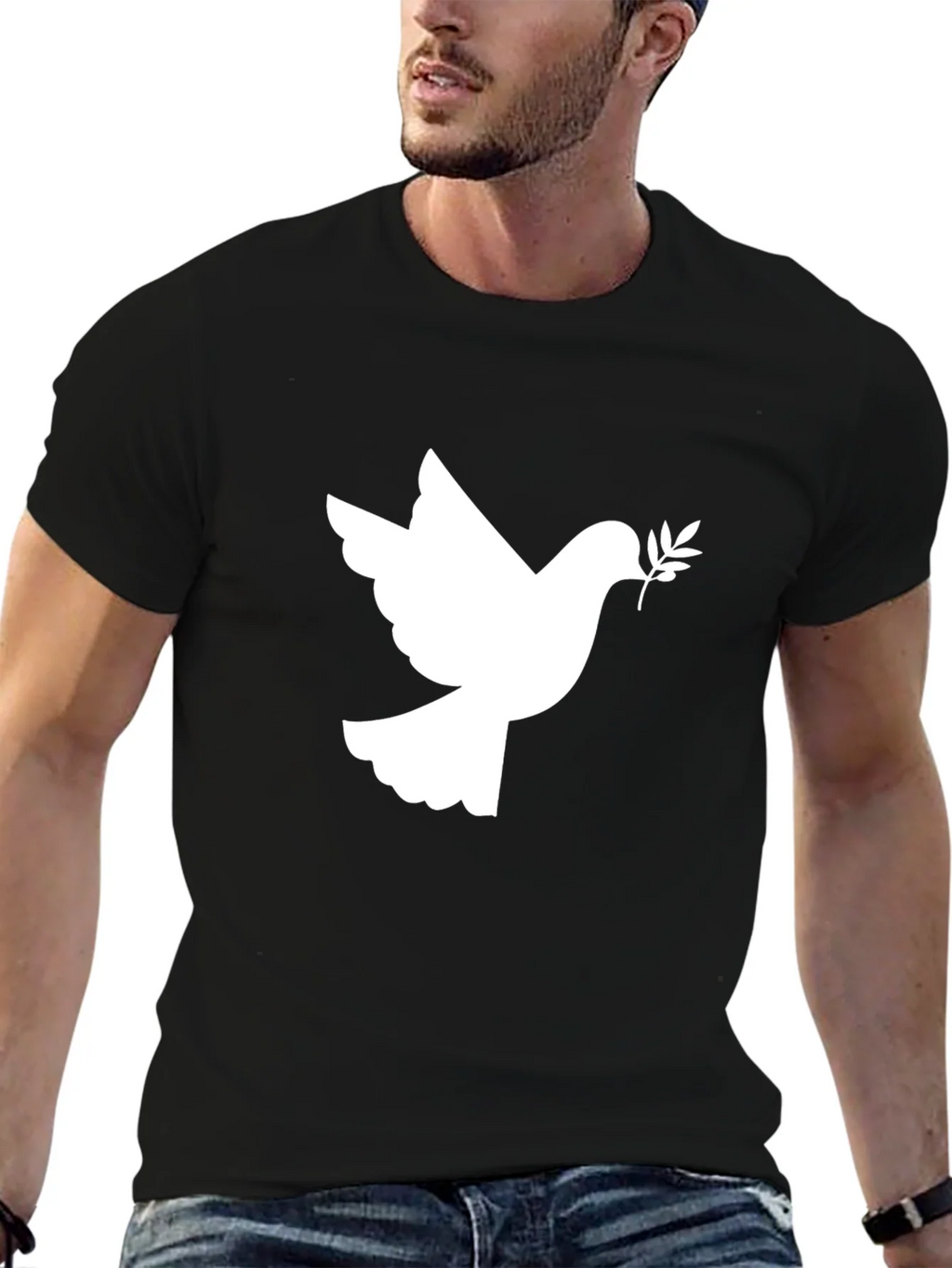 Peace Dove Graphic Tee - Stylish Black Cotton T-Shirt product image 6