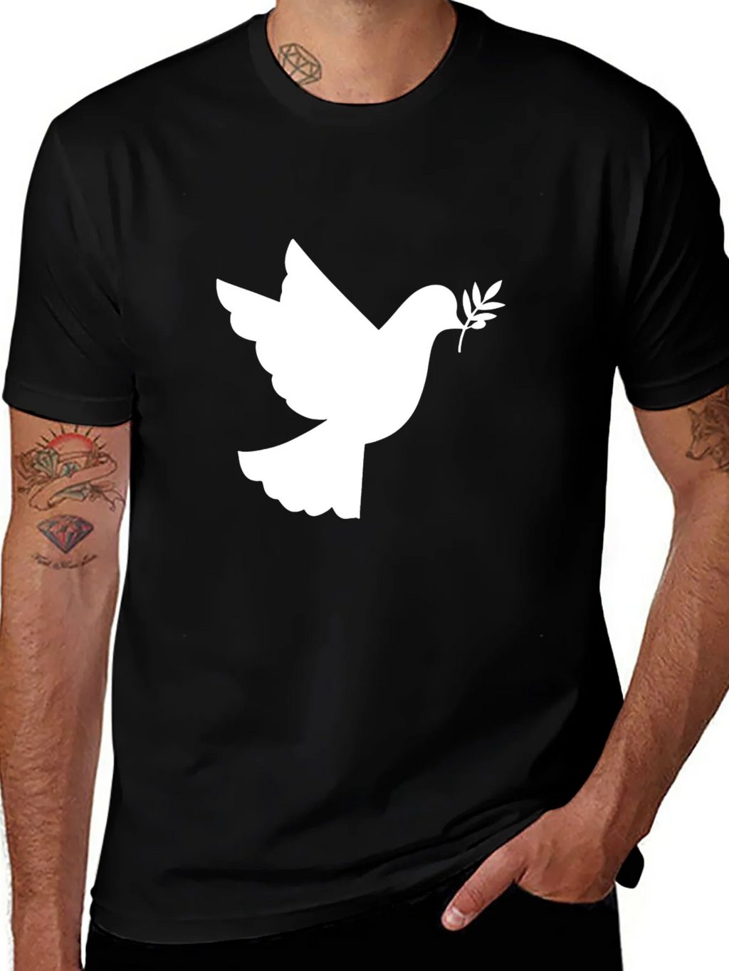 Peace Dove Graphic Tee - Stylish Black Cotton T-Shirt product image 1