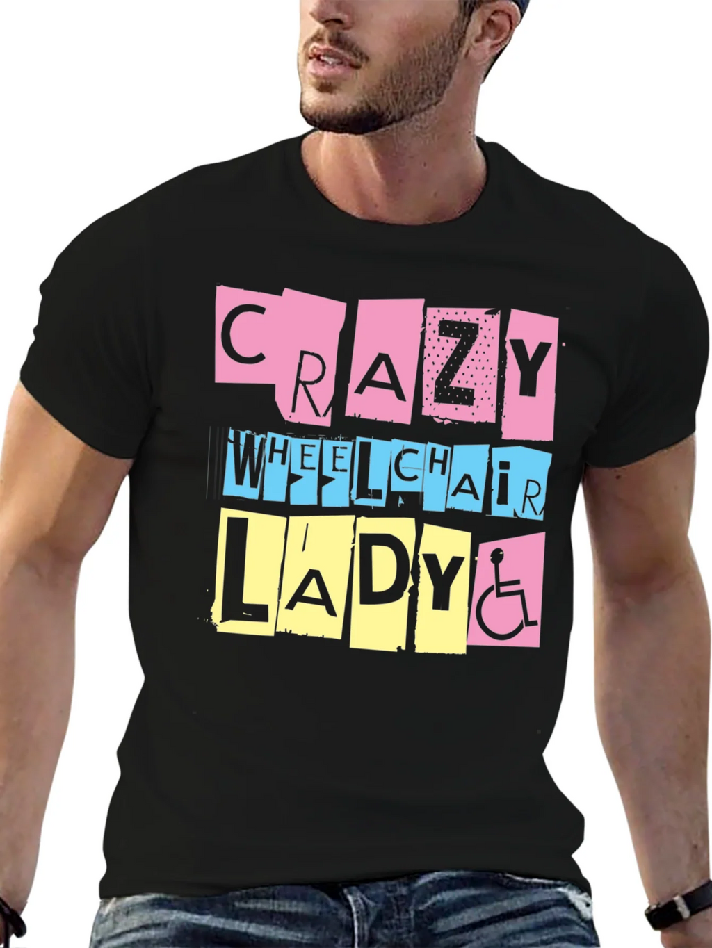Crazy Wheelchair Lady Graphic Tee product image 5