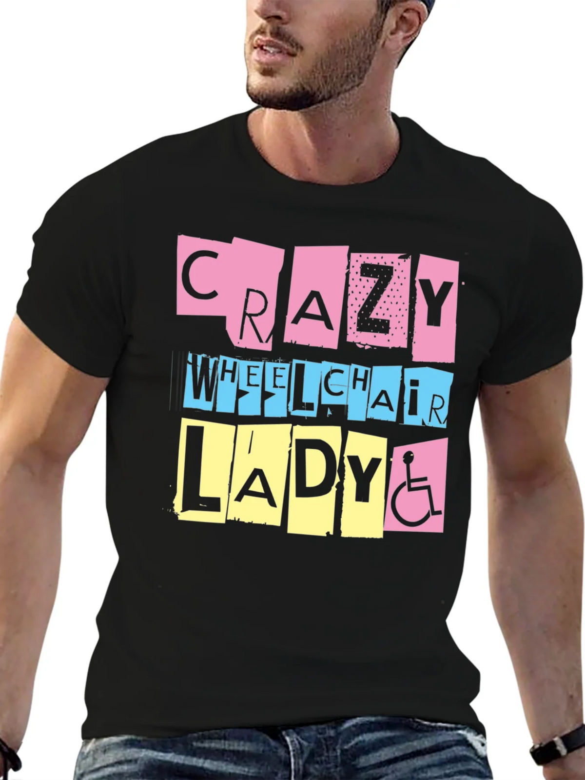 Crazy Wheelchair Lady Graphic Tee product image 5