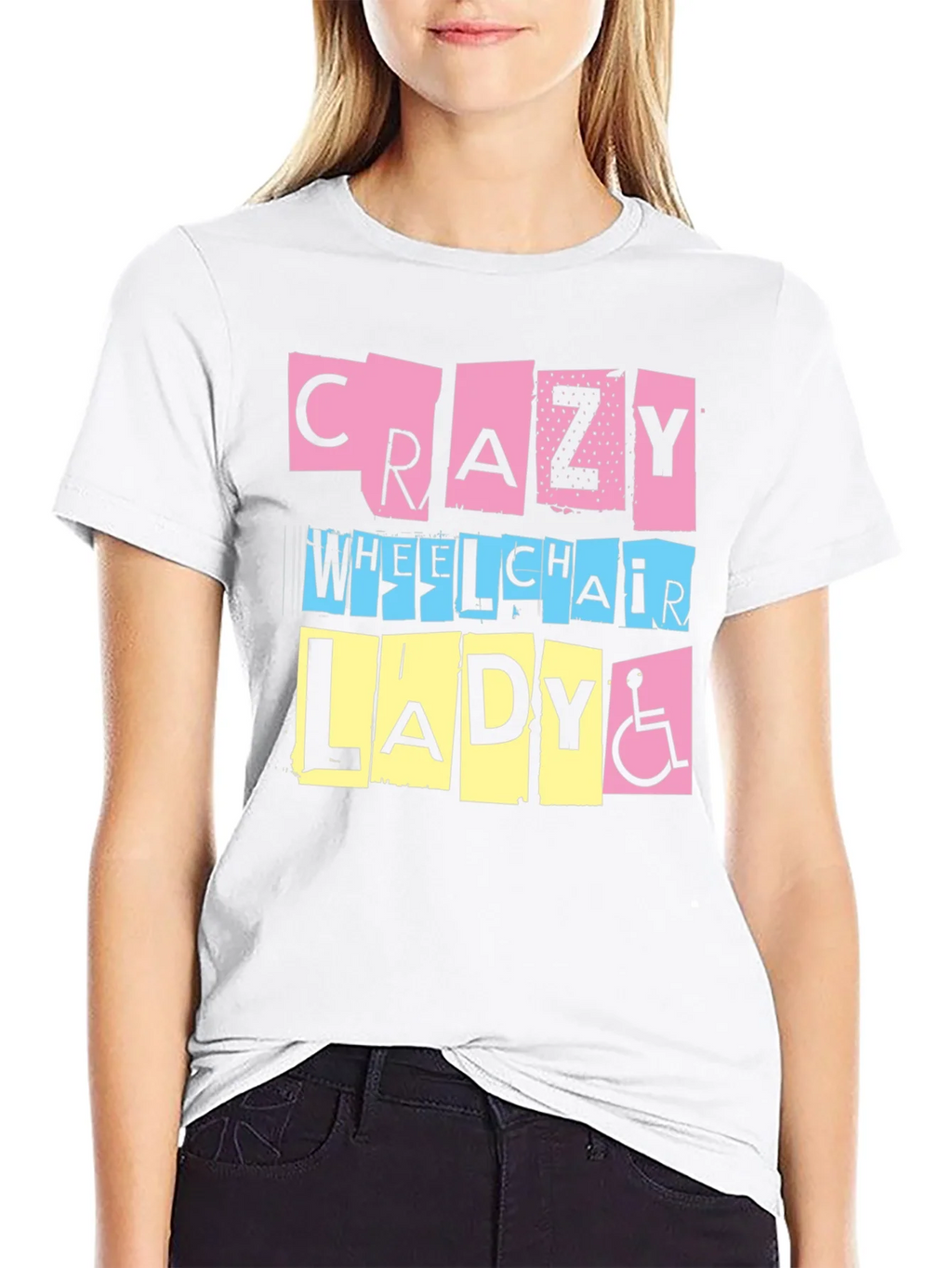 Crazy Wheelchair Lady Graphic Tee product image 7