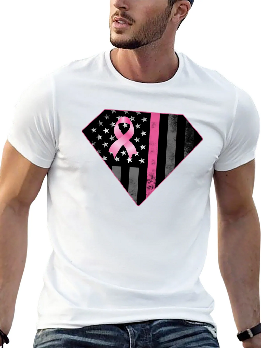 Breast Cancer Awareness Flag Graphic Tee product image 12