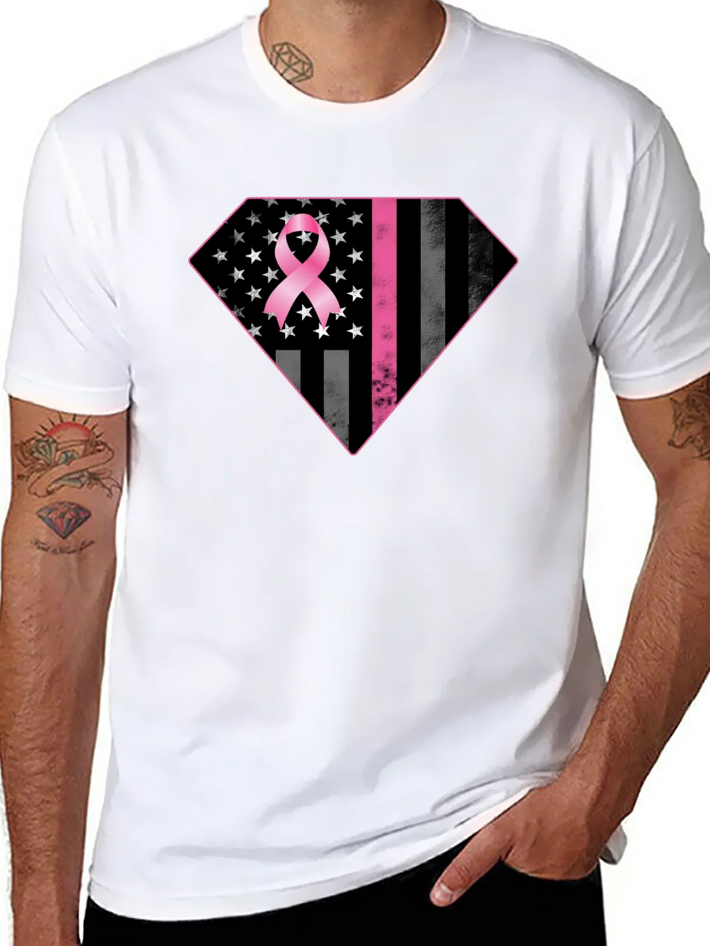 Breast Cancer Awareness Flag Graphic Tee product image 7