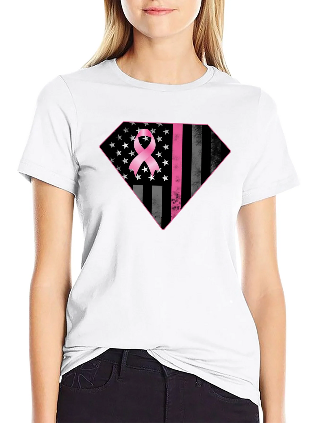 Breast Cancer Awareness Flag Graphic Tee product image 8