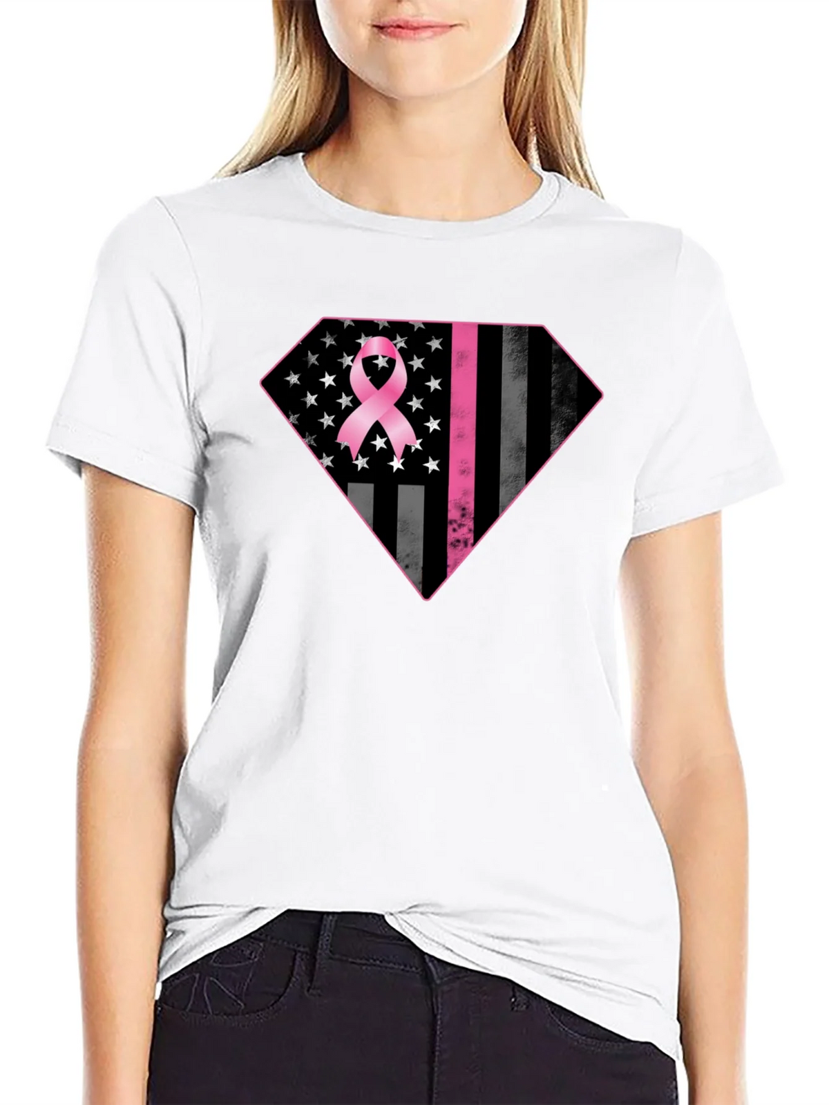 Breast Cancer Awareness Flag Graphic Tee product image 8
