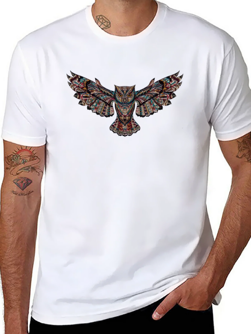 Owl Print Black T-Shirt product image 7