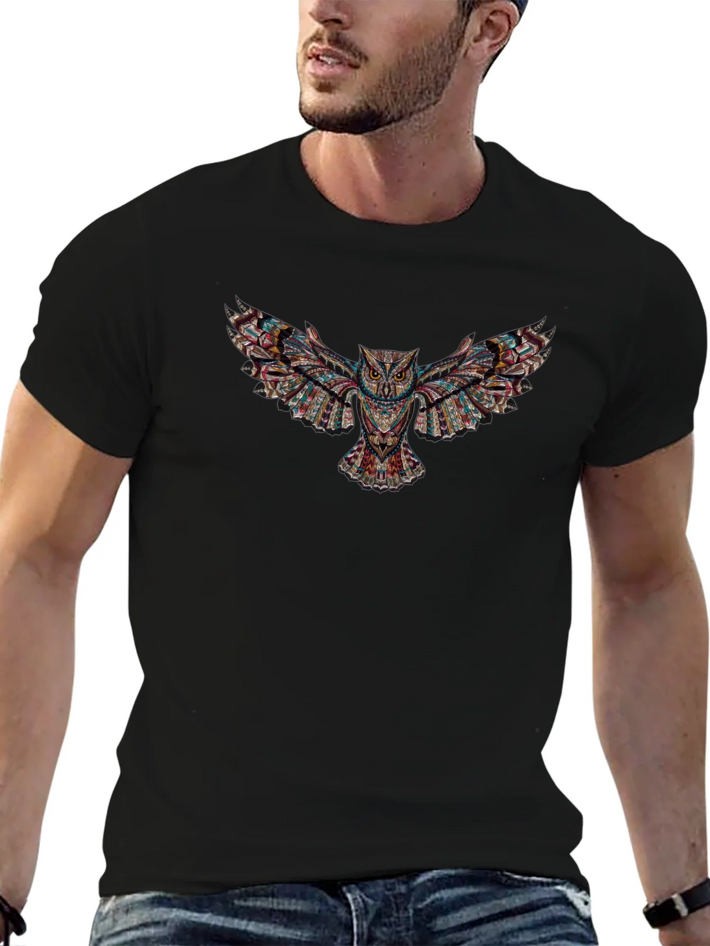 Owl Print Black T-Shirt product image 6