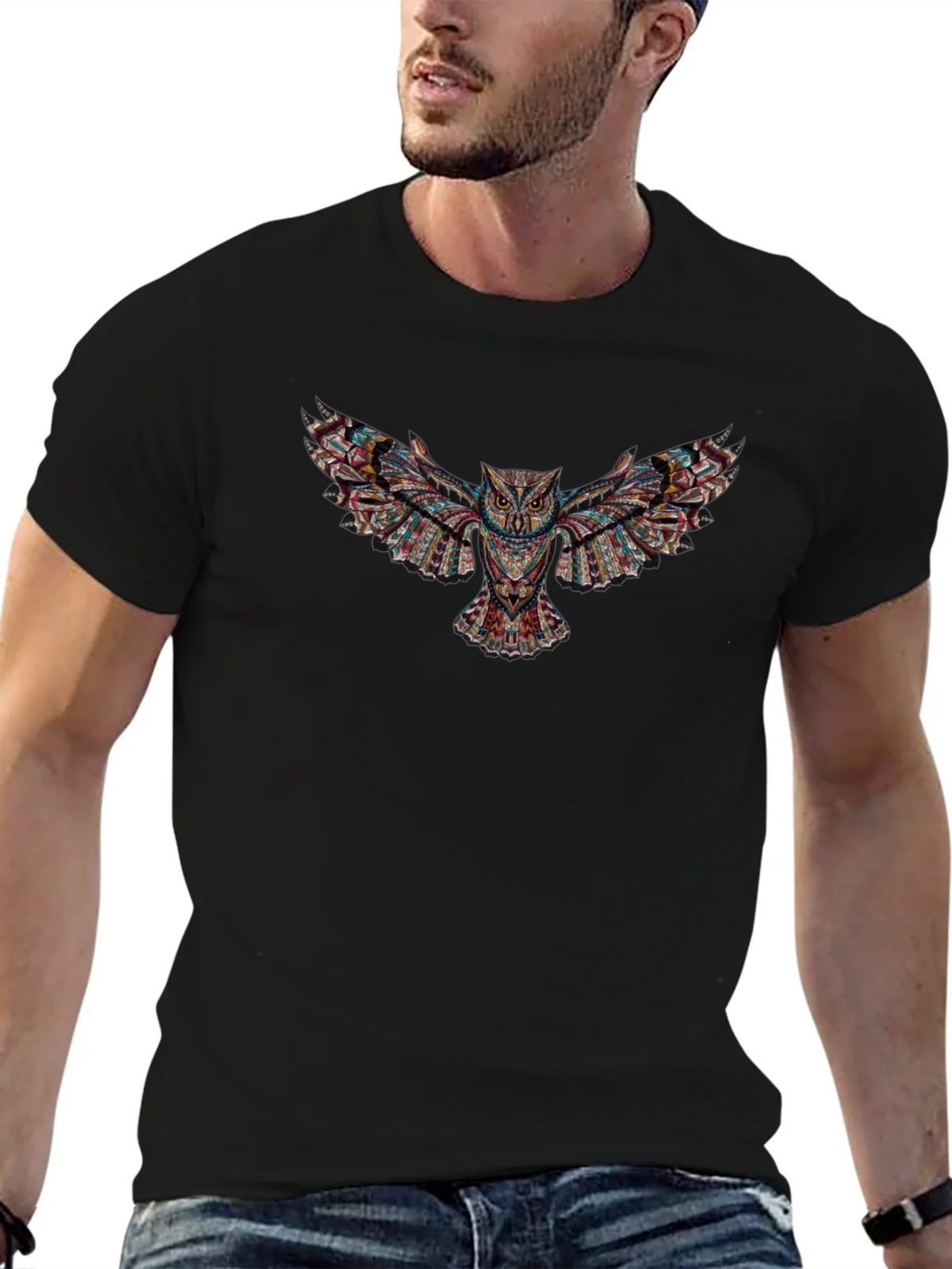 Owl Print Black T-Shirt product image 6