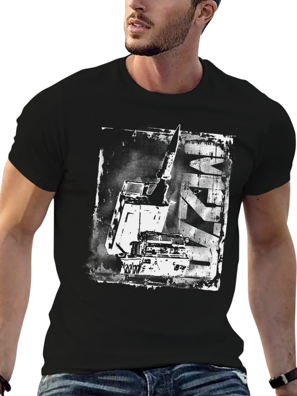 Distressed Crane Graphic Black T-Shirt product image 3