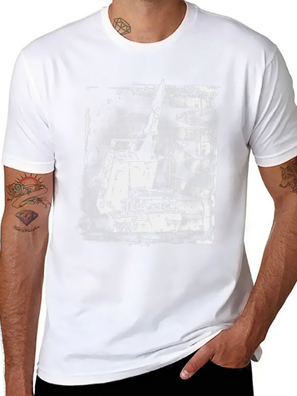 Distressed Crane Graphic Black T-Shirt product image 4