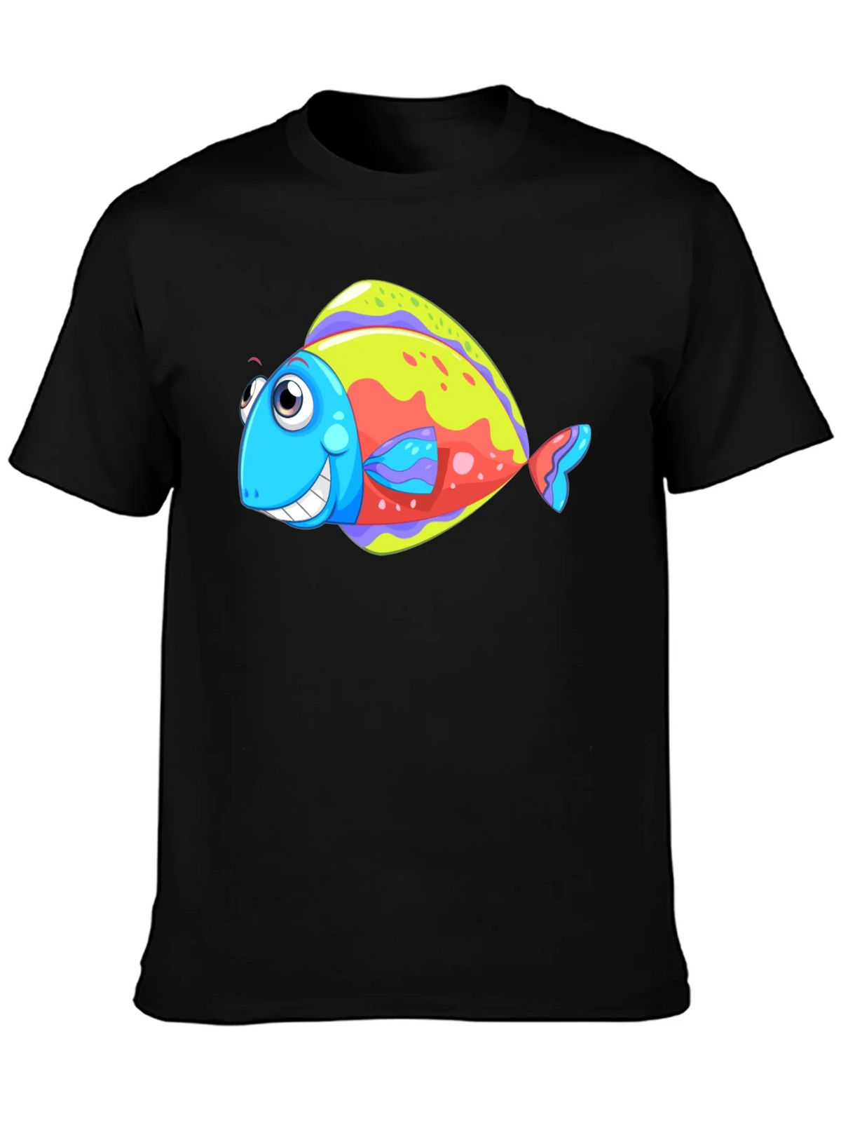 Funny Fish Graphic Tee - Black Cotton T-Shirt product image 3