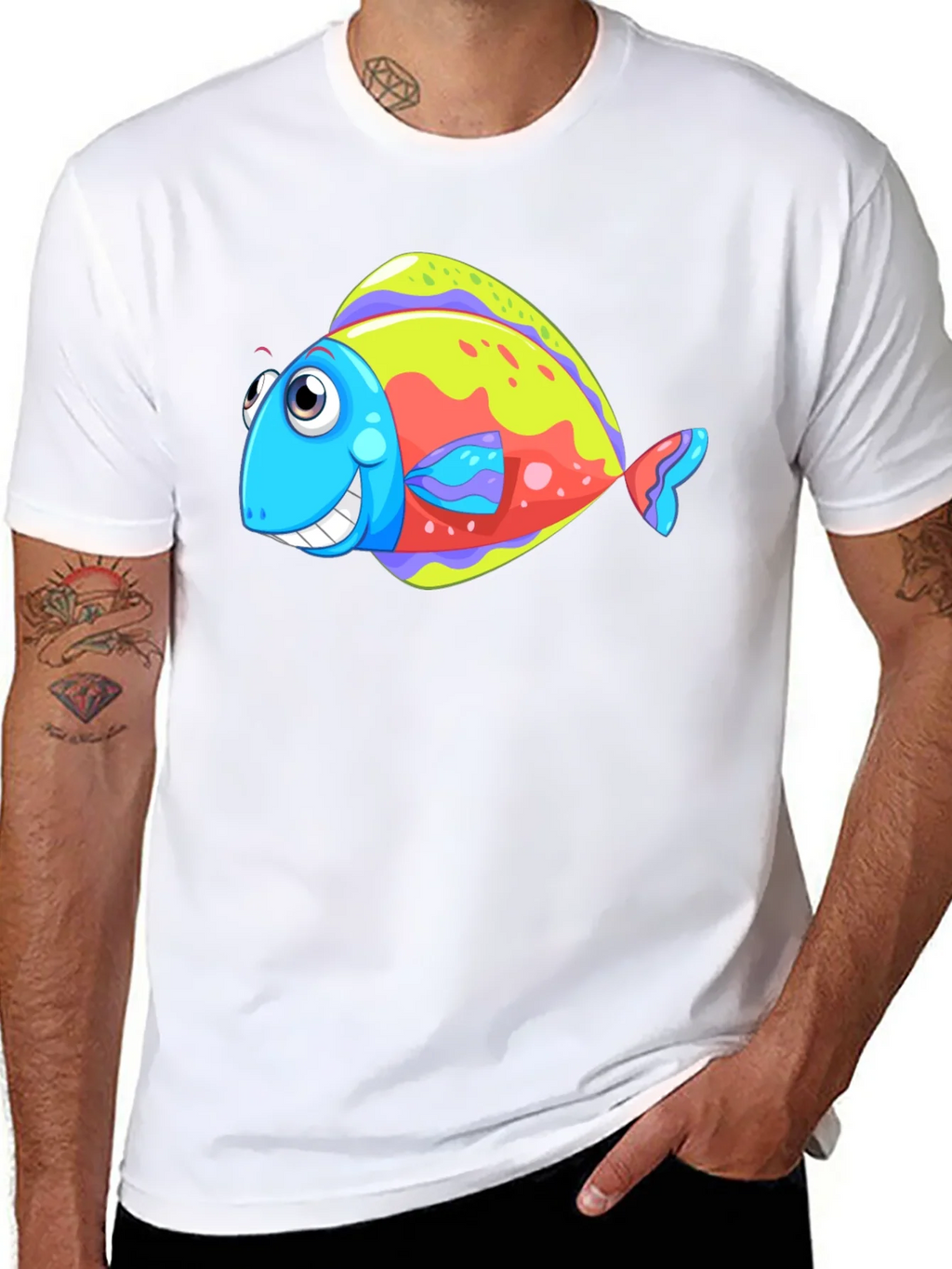 Funny Fish Graphic Tee - Black Cotton T-Shirt product image 7