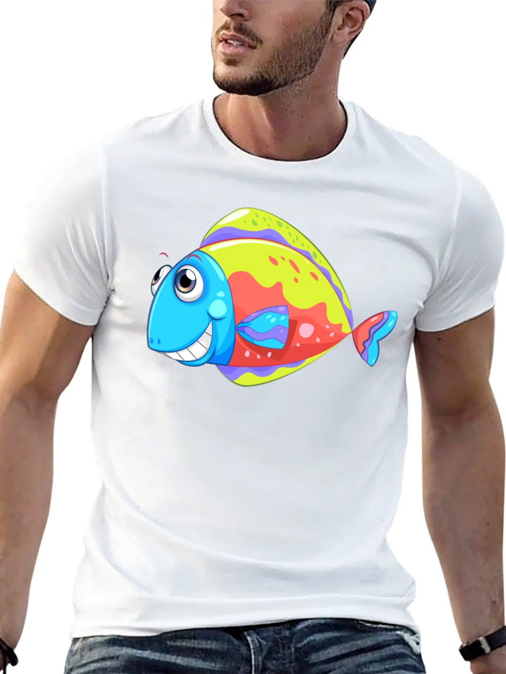 Funny Fish Graphic Tee - Black Cotton T-Shirt product image 12